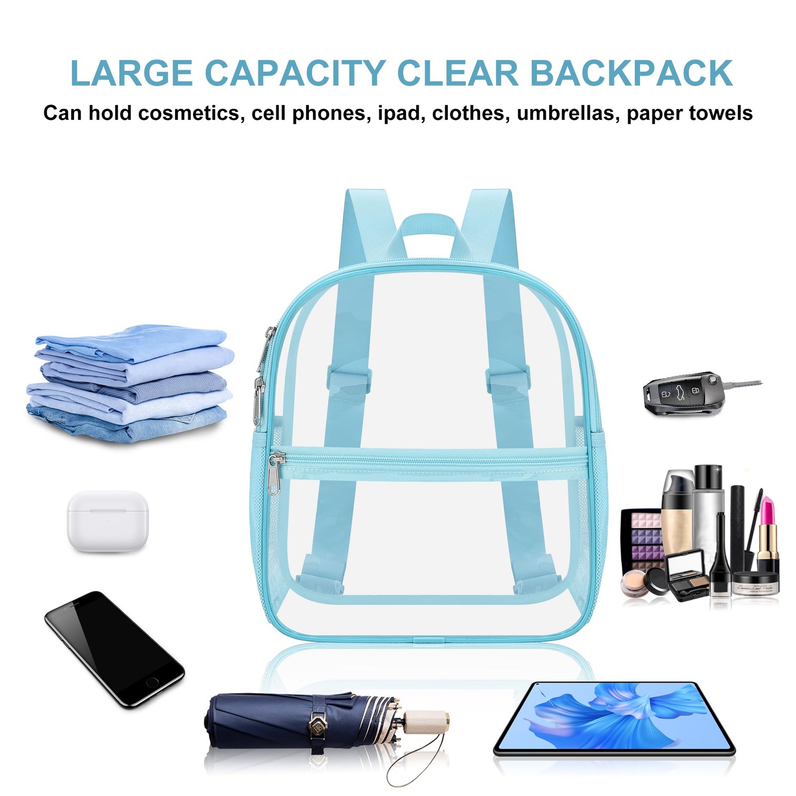 Small Clear Backpack for Stadium Events Stadium Backpack Waterproof 12x6x12 C…
