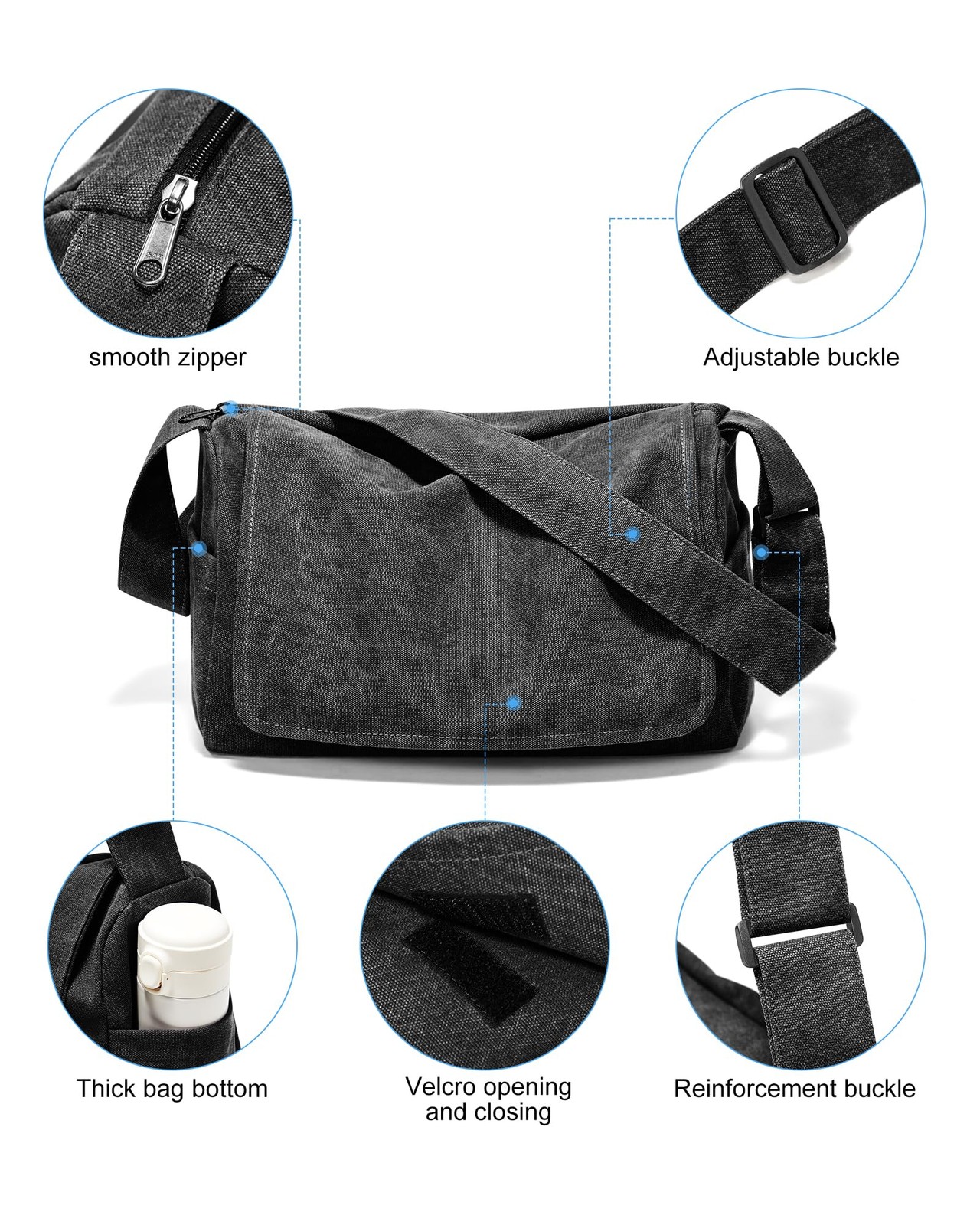 Vintage Canvas Messenger Bag for Men & , Large Crossbody Shoulder Bag Leisure…