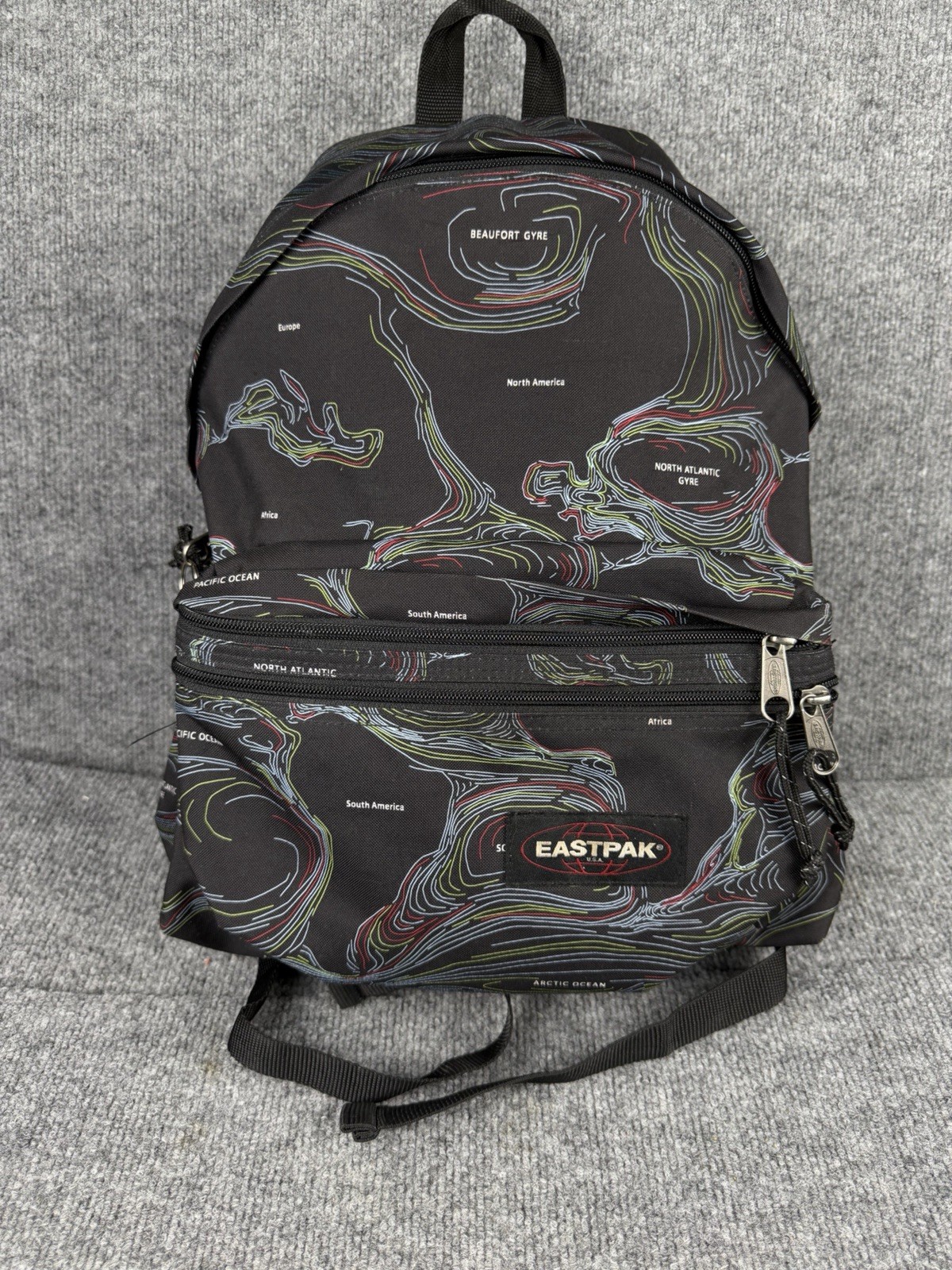 Eastpak Padded Zippl’r 24L Backpack Black Multicolor Travel USA Global Maps