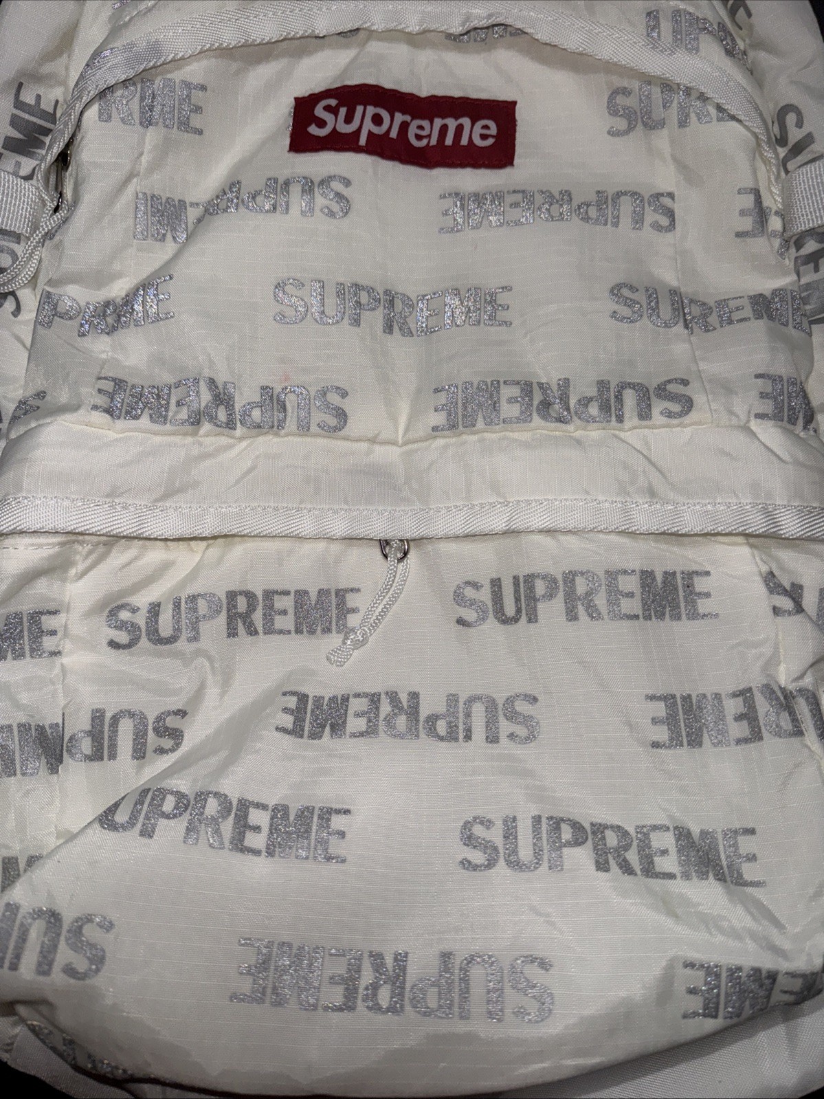Supreme FW16 3M Reflective Logo Repeat Black Backpack