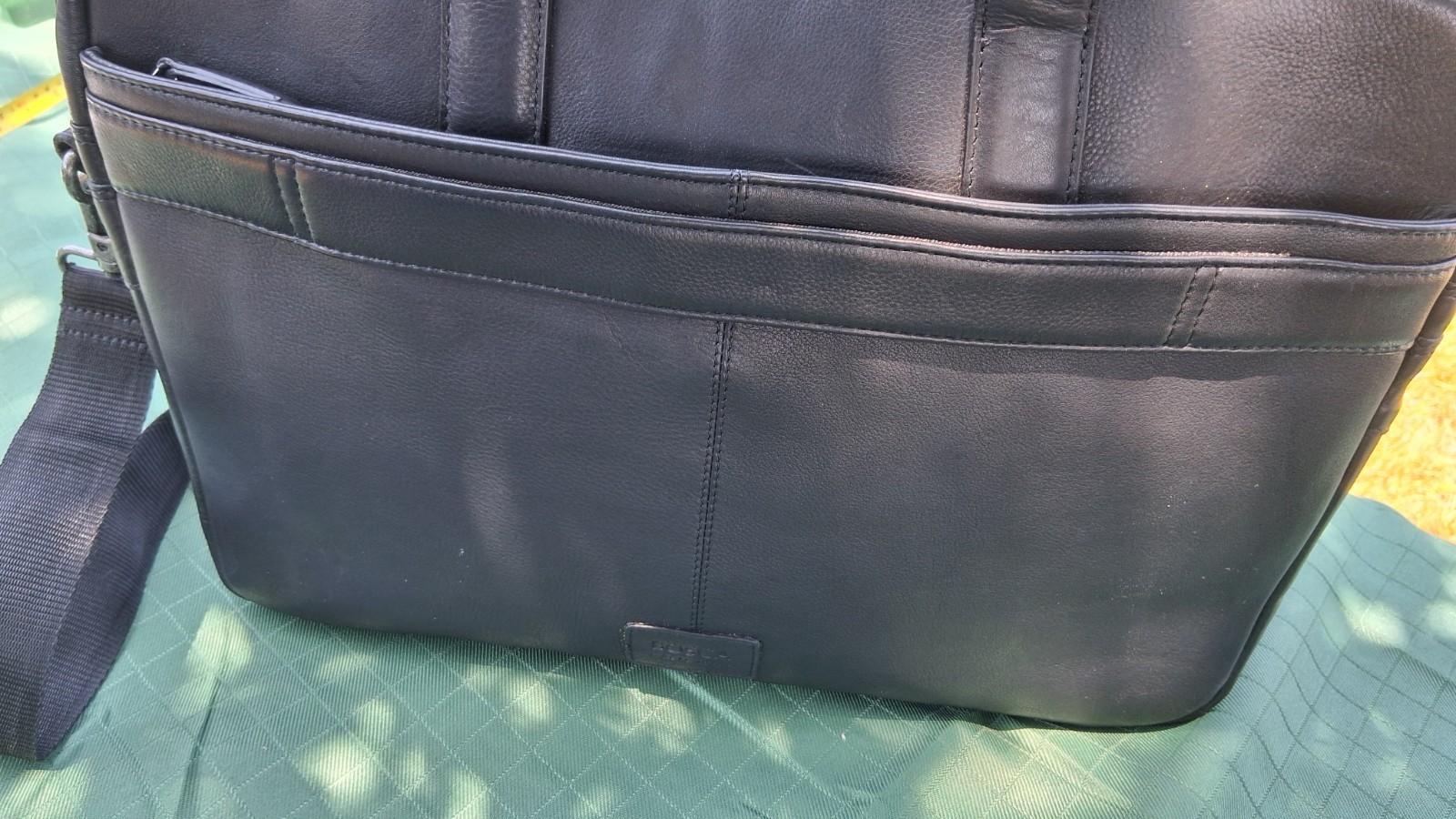 bosca mens Large Black leather Crossbody bag With Multi Zip Pockets