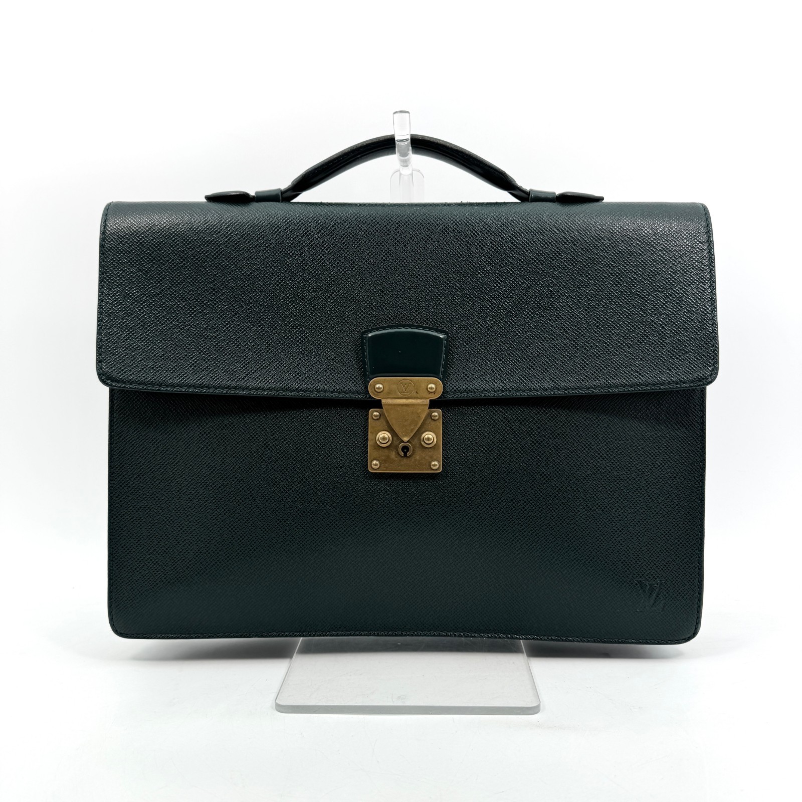 Louis Vuitton Moscova Taiga Briefcase Leather Handbag Business Authentic