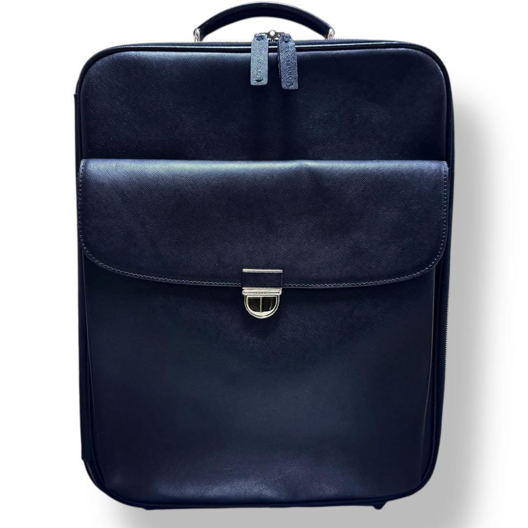 Giorgio Armani Leather Carry On Suitcase Black Made in Italy W36cm H45cm