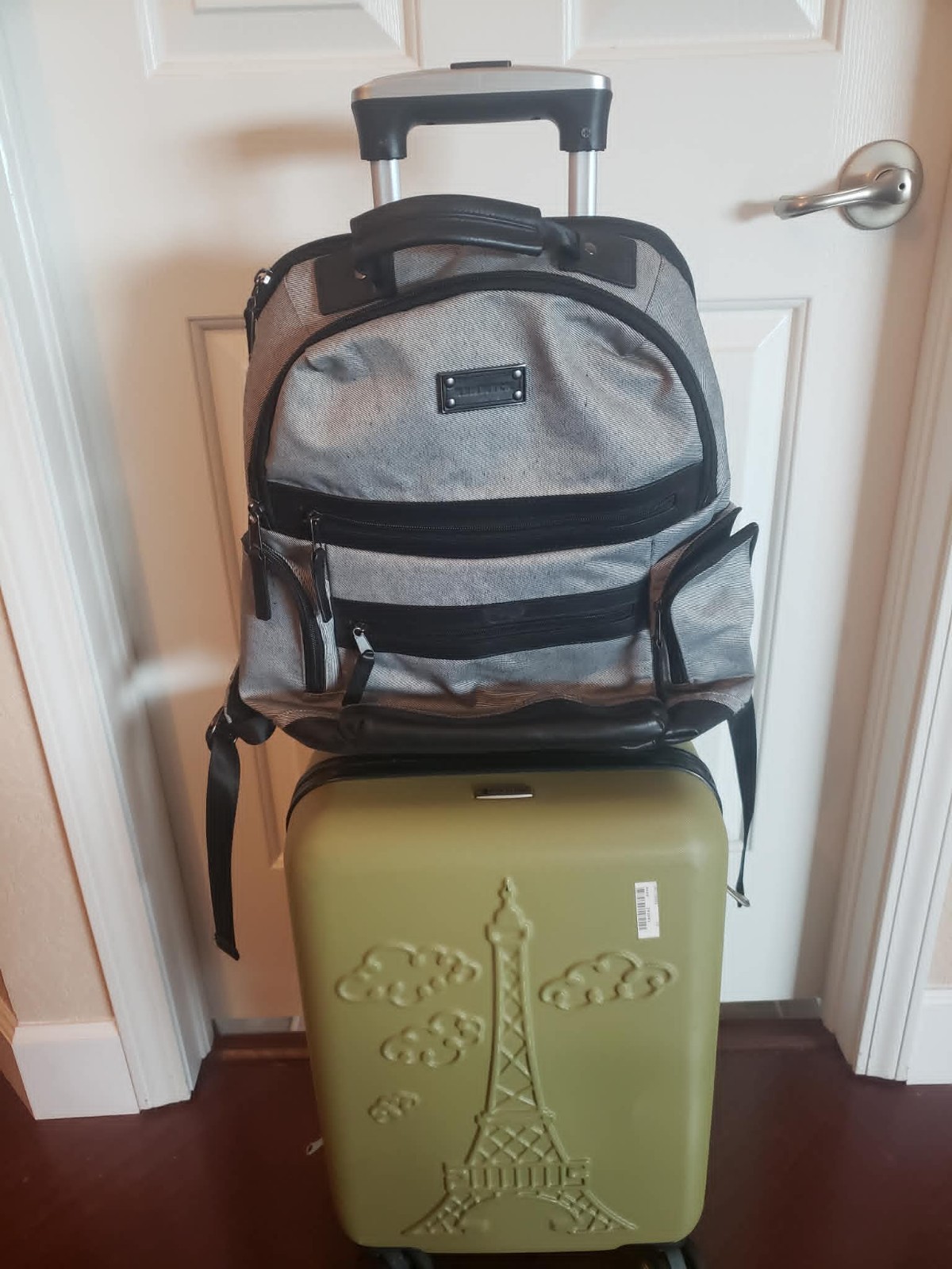 RENWICK Mix Material UNISEX Gray Denim Laptop Backpack