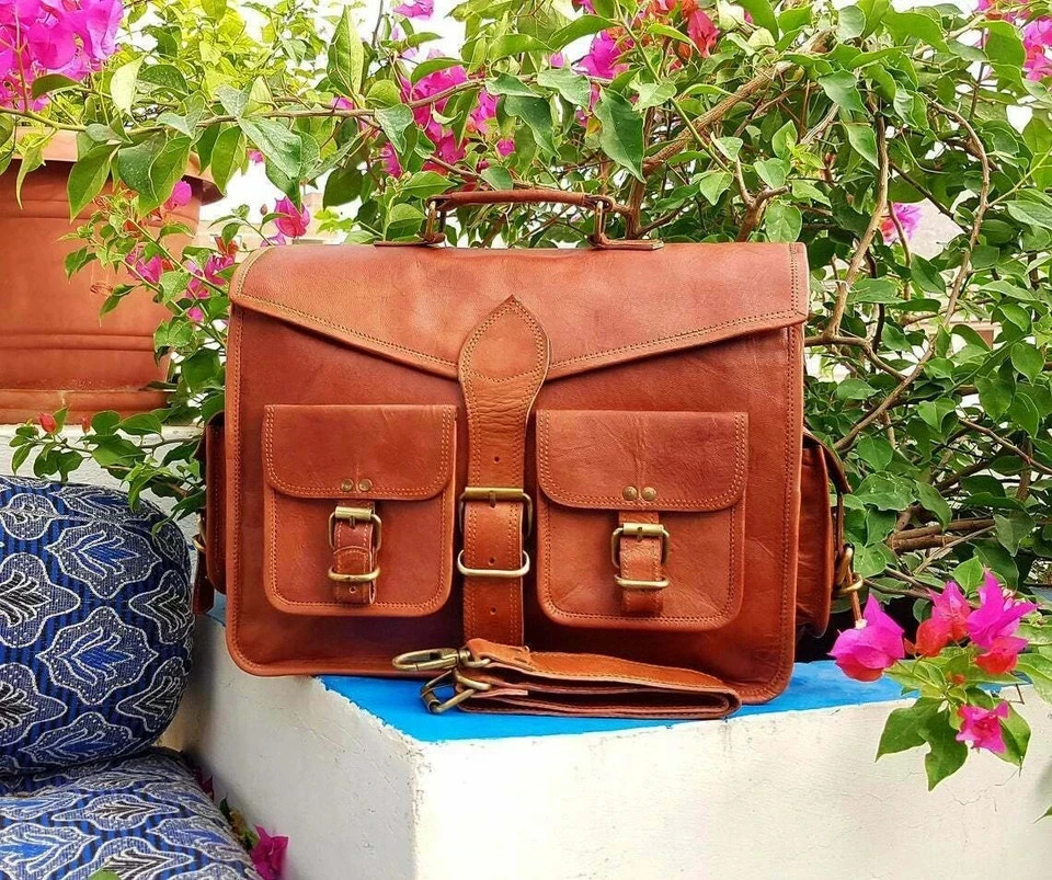 Vintage Rustic Charm Leather Bag Shoulder Laptop Bag Briefcase Men’s Genuine