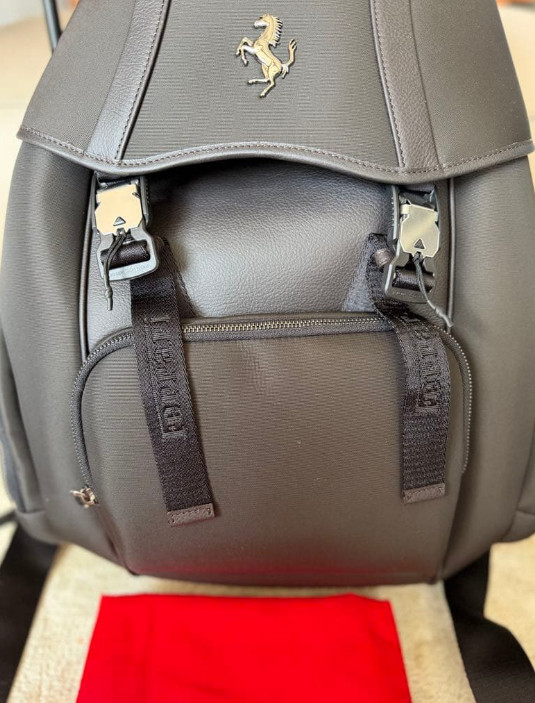Ferrari Purosangue Black Leather Backpack with Storage Bag Original Genuine