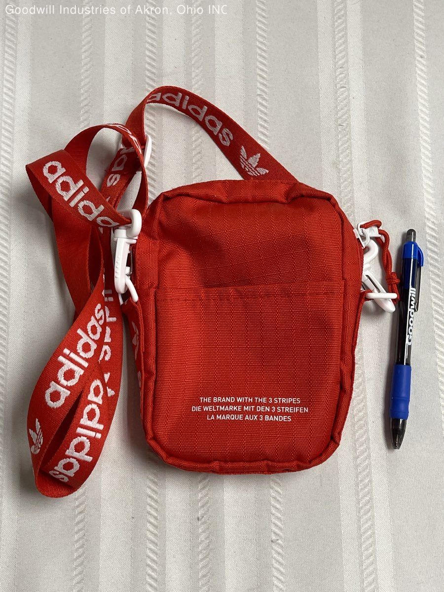 Adidas Red Adicolor Festival Crossbody Bag Pouch White Trefoil Logo