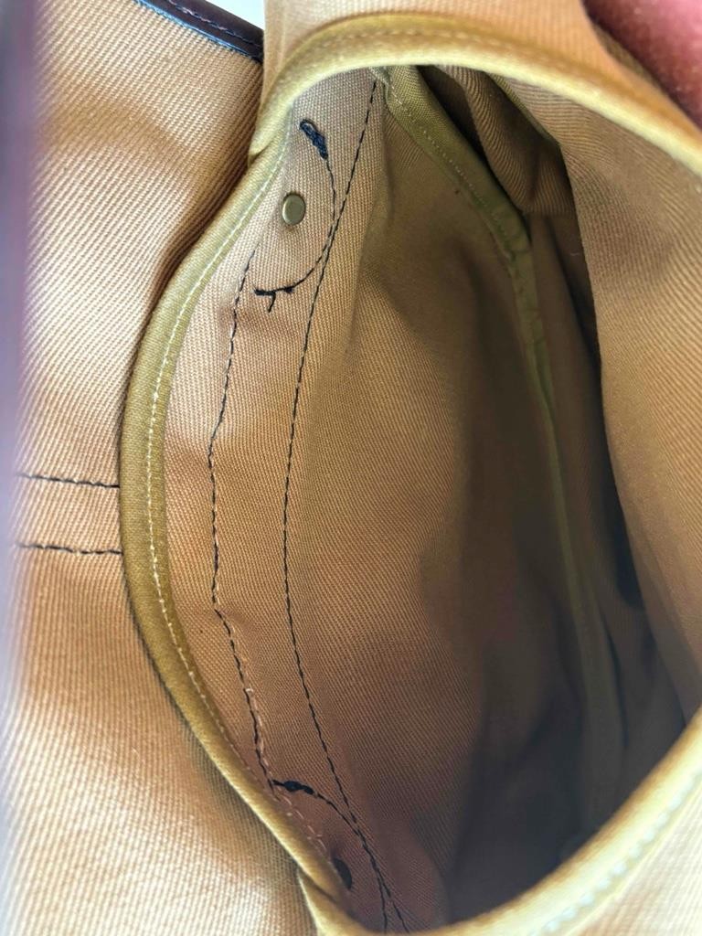 Filson Small Rugged Twill Field Bag Tan Bridle Leather Messenger Bag Made in USA