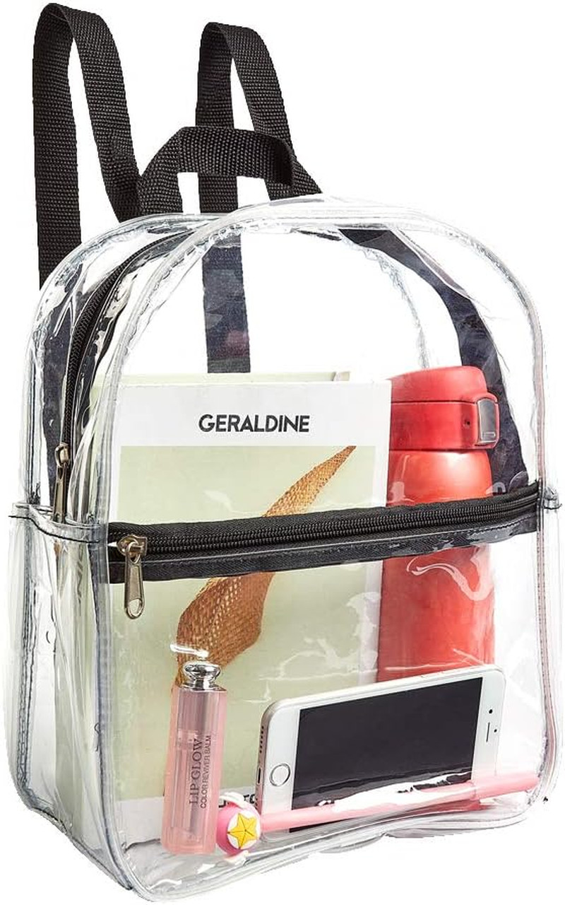 Cold-Resistant Small Clear Backpack for Stadium Events, Black | Waterproof PVC C