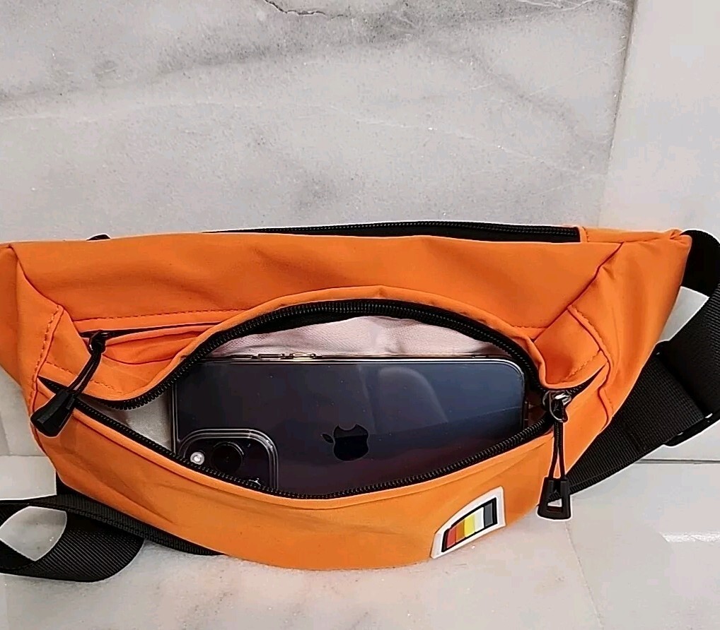 Crossbody- Fanny Pack- Waist Bag. Adjustable Strap. Orange