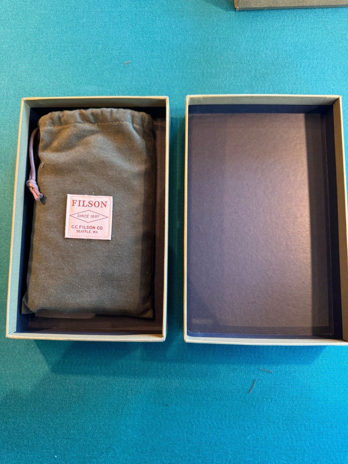 Rare Filson Dark Tan Leather Stitched Stainless Steel 6OZ Flask New in Box Rare