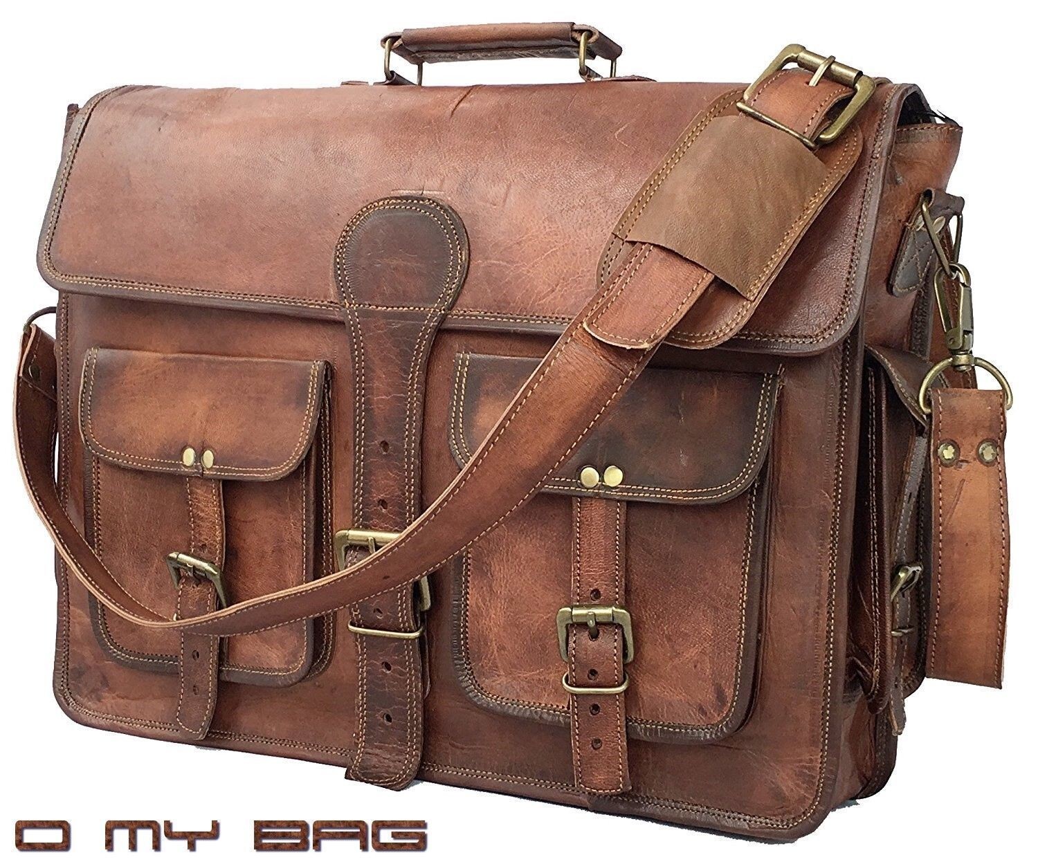 Vintage Men’s Genuine Leather Laptop Messenger Handmade Briefcase Bag Satchel