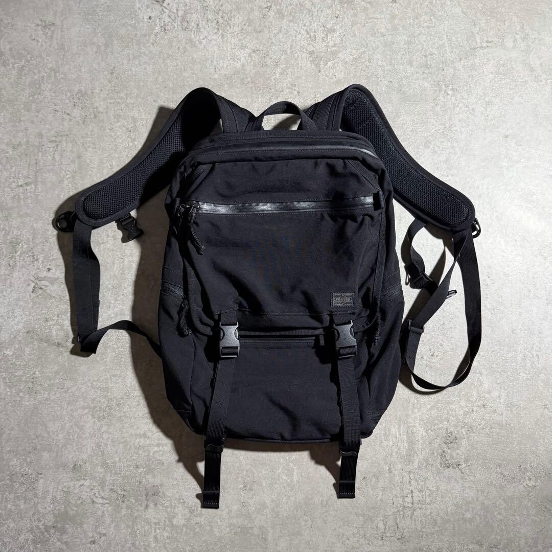 PORTER KLUNKERS waterproof zipper Backpack Black Nylon Travel Auth Made in JAPAN