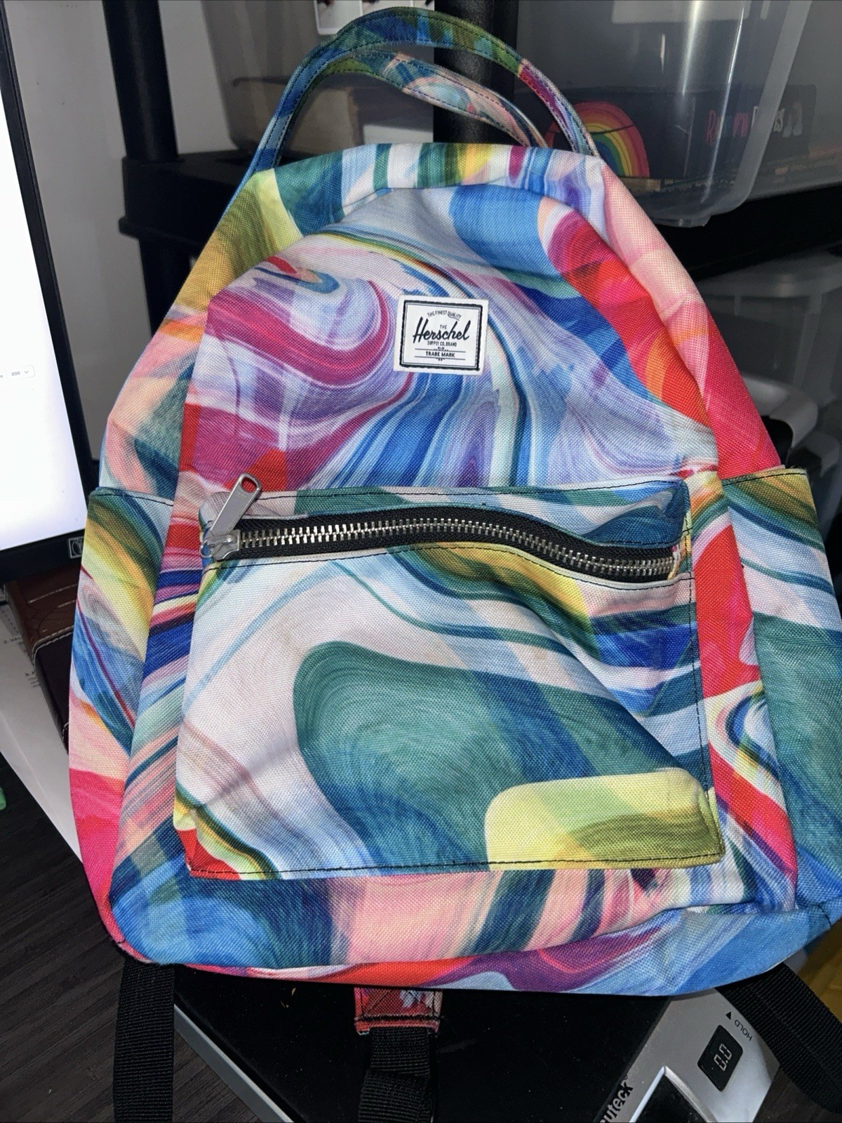 Herschel Supply Co Backpack Large Multi Color Abstract Marble Swirl – Good Cond
