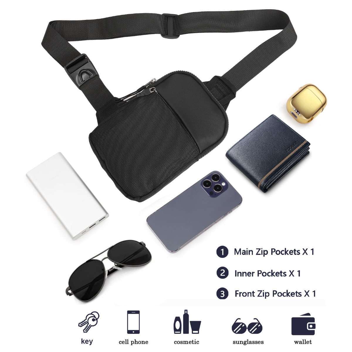 Waterproof Men Women Sling Bag Chest Cross Body Travel Sport Small Shoulder Pack