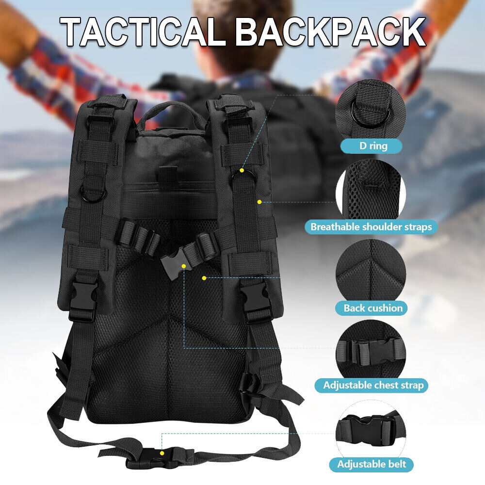 Military Tactical Backpack Daypack Bug Out Bag for Hiking Camping School Travel