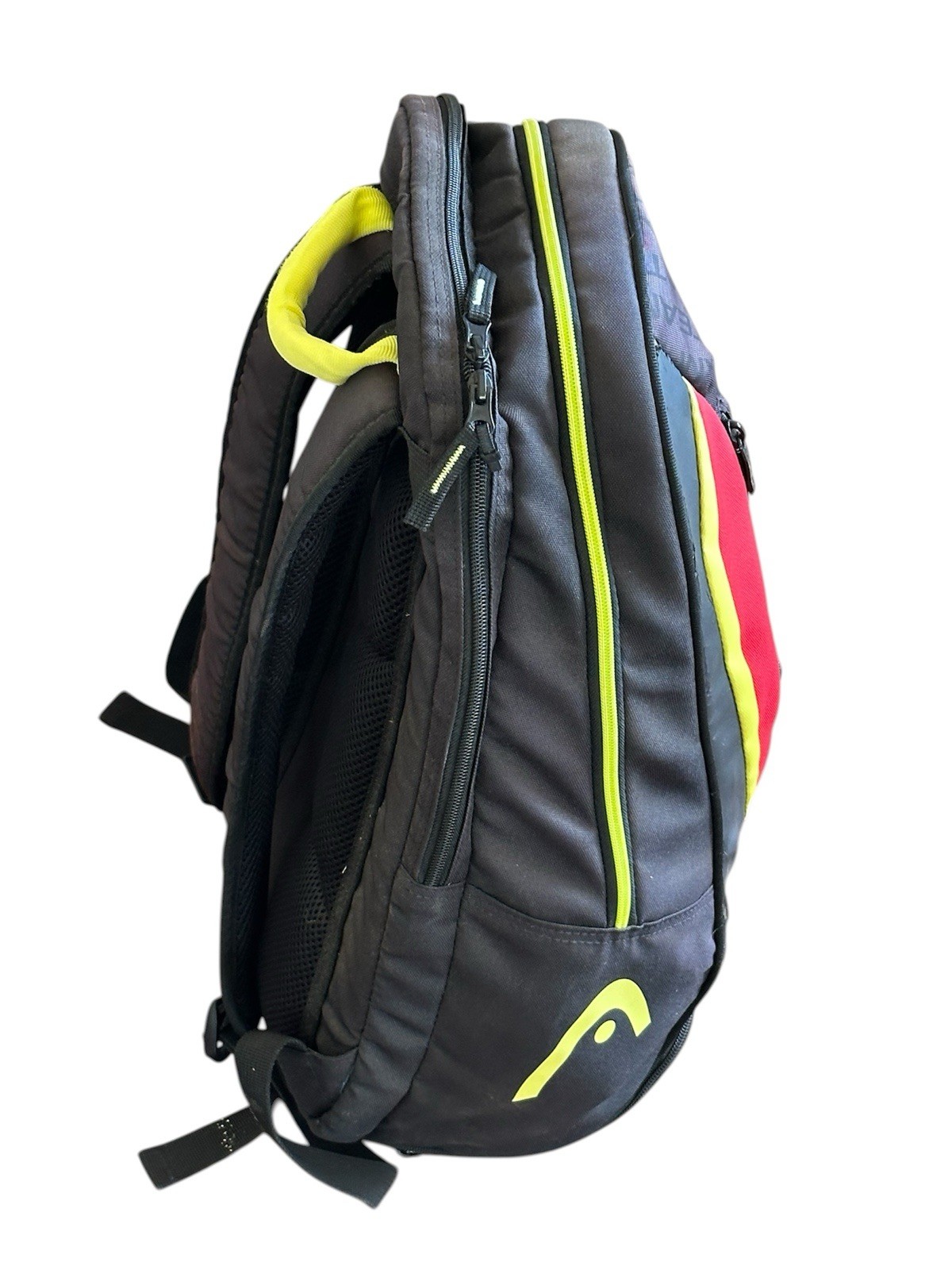 Head Tennis Backpack Black Yellow Red w Padded Straps and Dual-Zipper