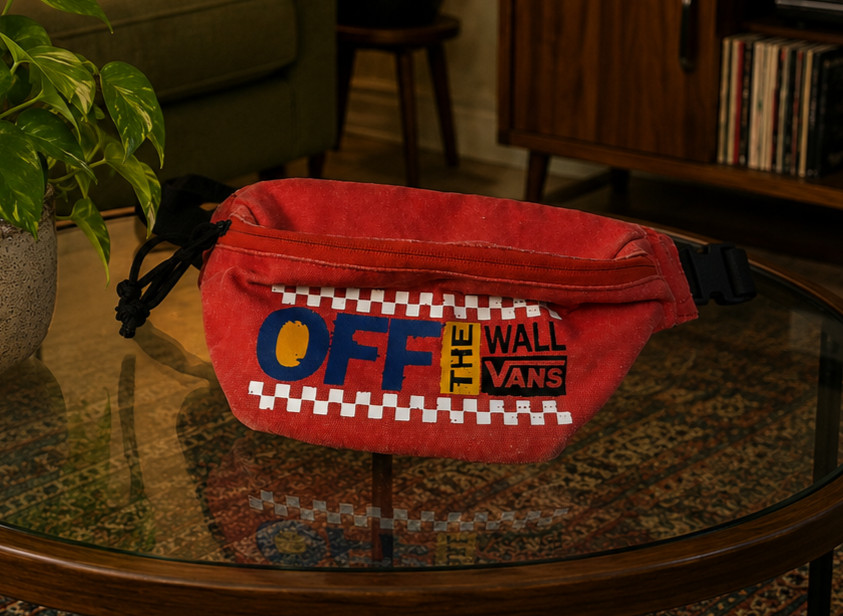Vans “Off the Wall” Graphic Fanny Pack with Adjustable Black Strap