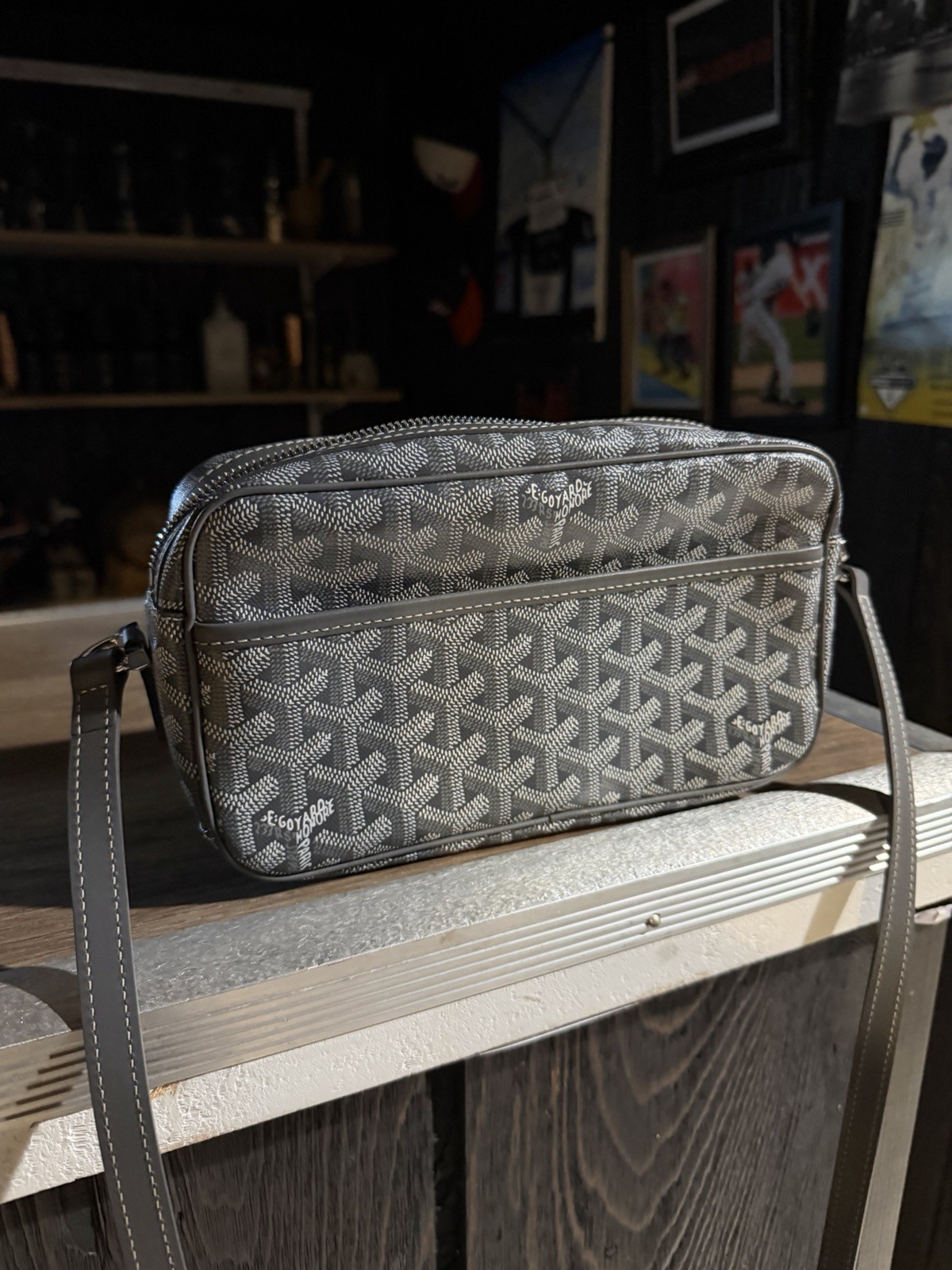 Goyard Goyardine Gray Cap-Vert PM Crossbody Zip Bag