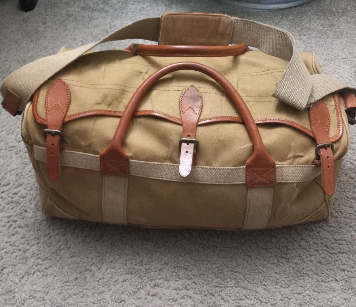 Vtg Polo Ralph Lauren Safari Traveler Duffle Bag Large Tan/Saddle Brown Leather