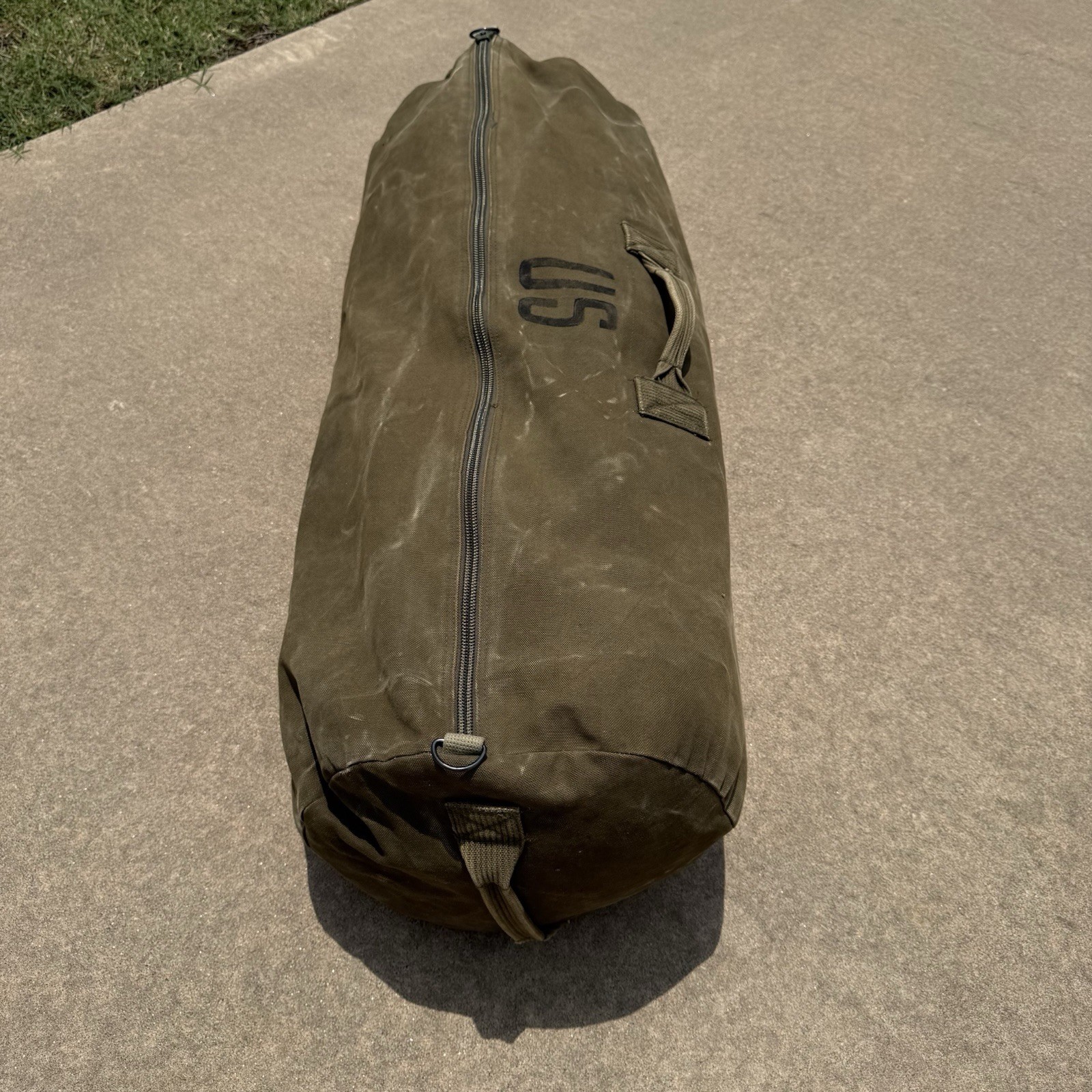Large Duffle Bag Heavy Duty Cotton Canvas Military Army 36” 3 Handles Distressed