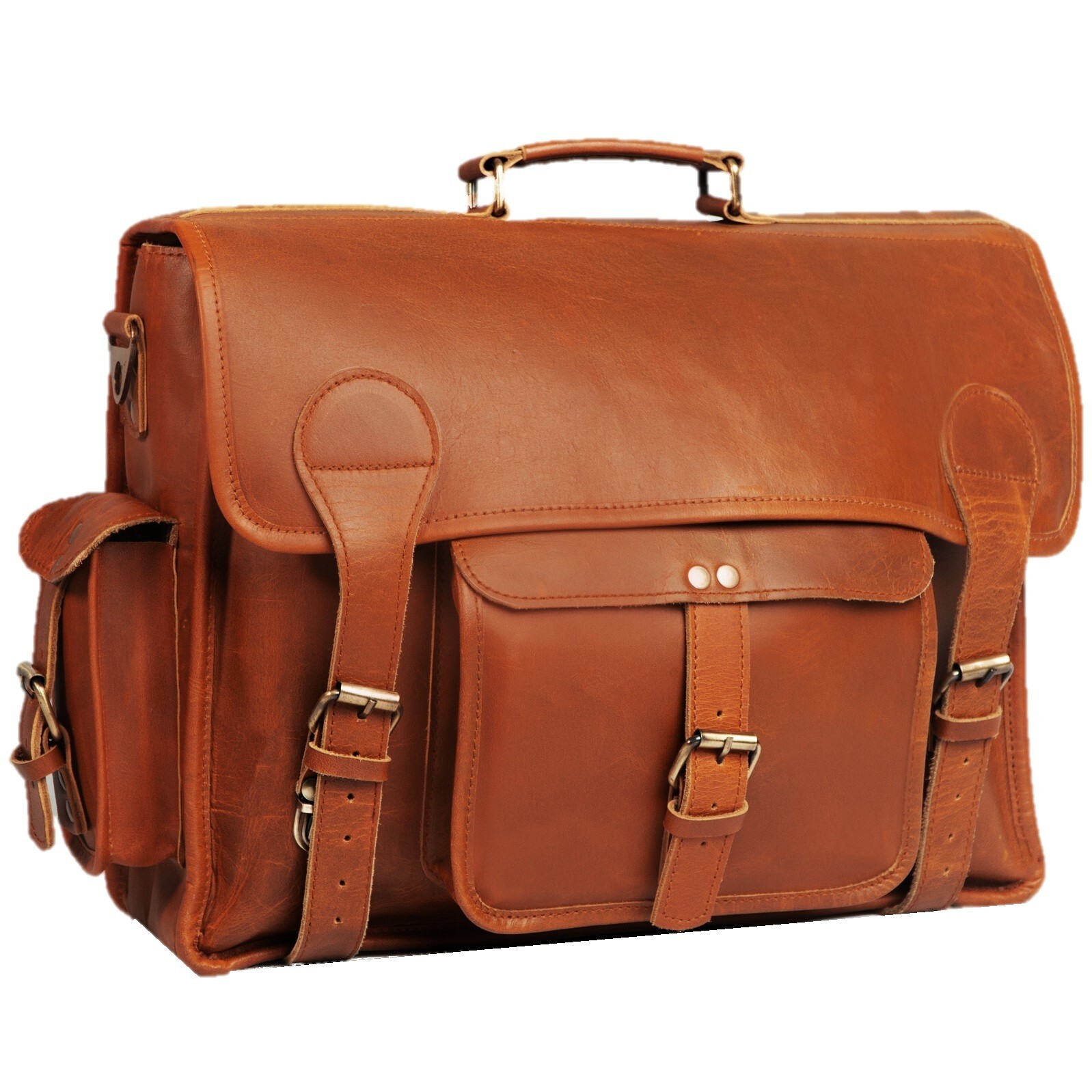 16 inch Leather Laptop Messenger Bag for Men Satchel Office Business Briefcase