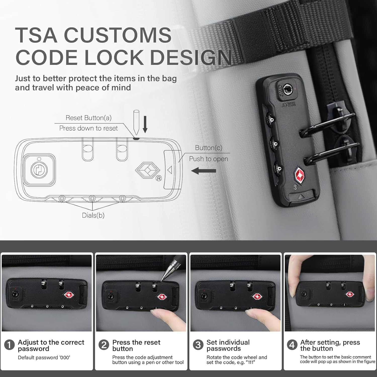 60L Expandable Travel Backpack with Vacuum System & TSA Lock – Grey