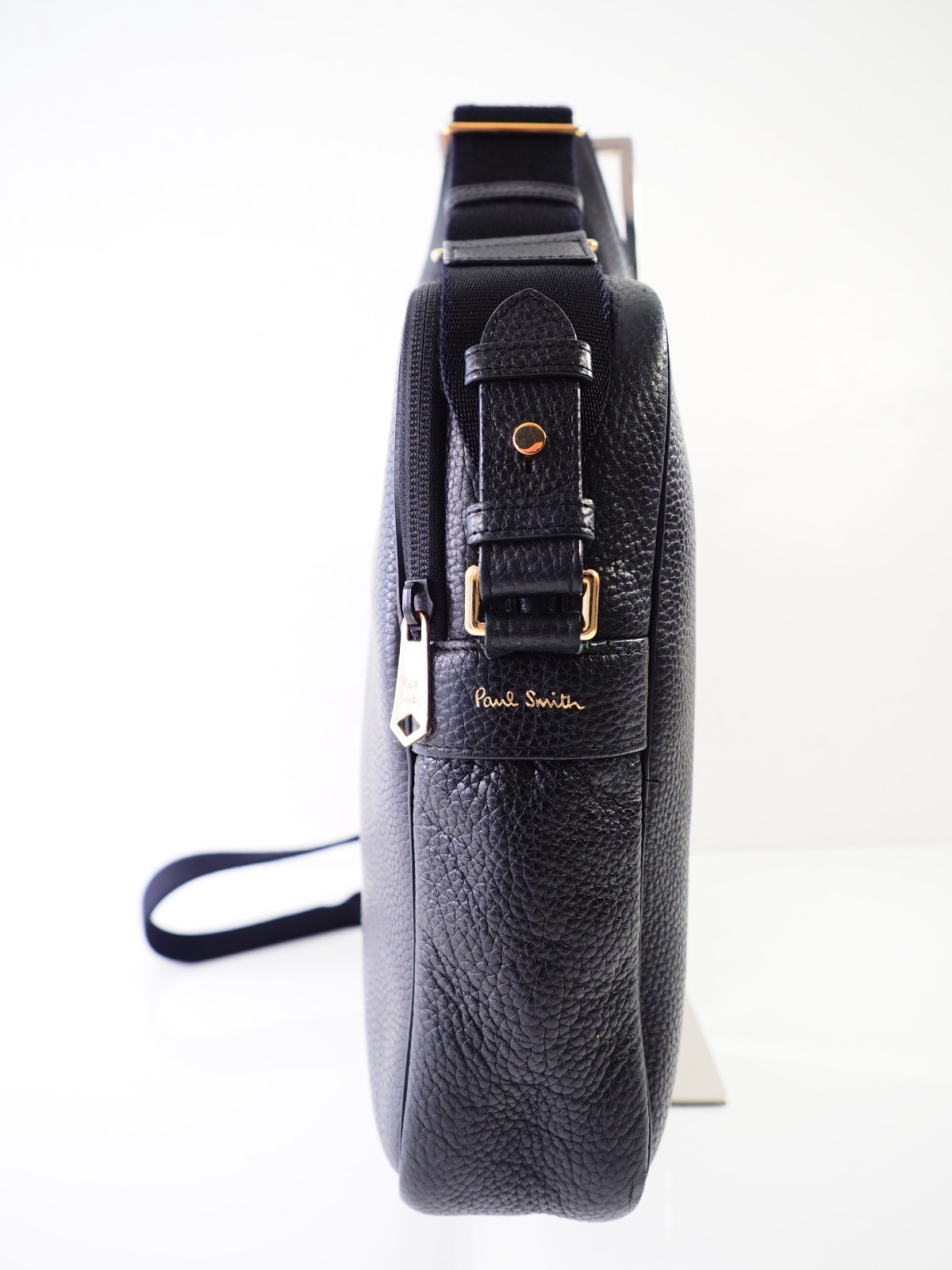 Paul Smith Bag Signature Stripe City Webbing Black Leather Folio Crossbody