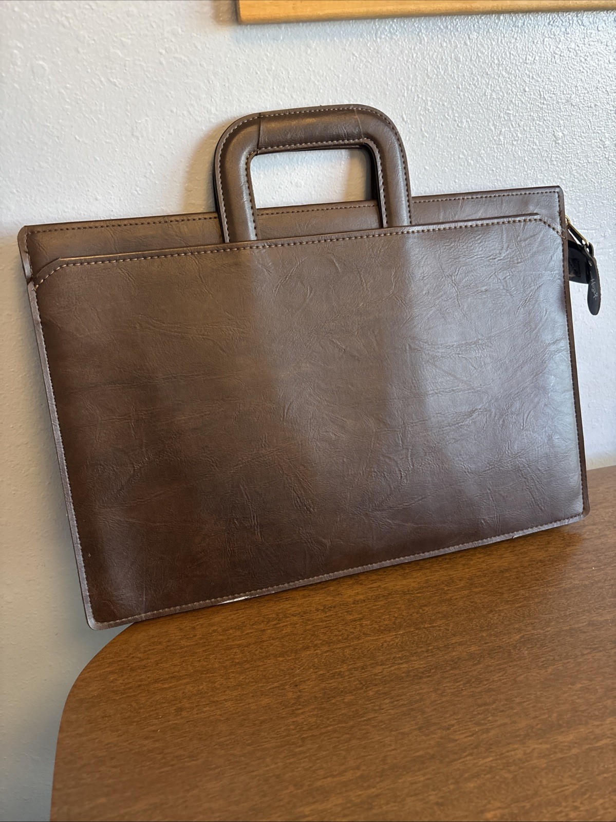 Vintage Hazel Briefcase Zip Close Document Bag Brown Pockets Adjustable Handles