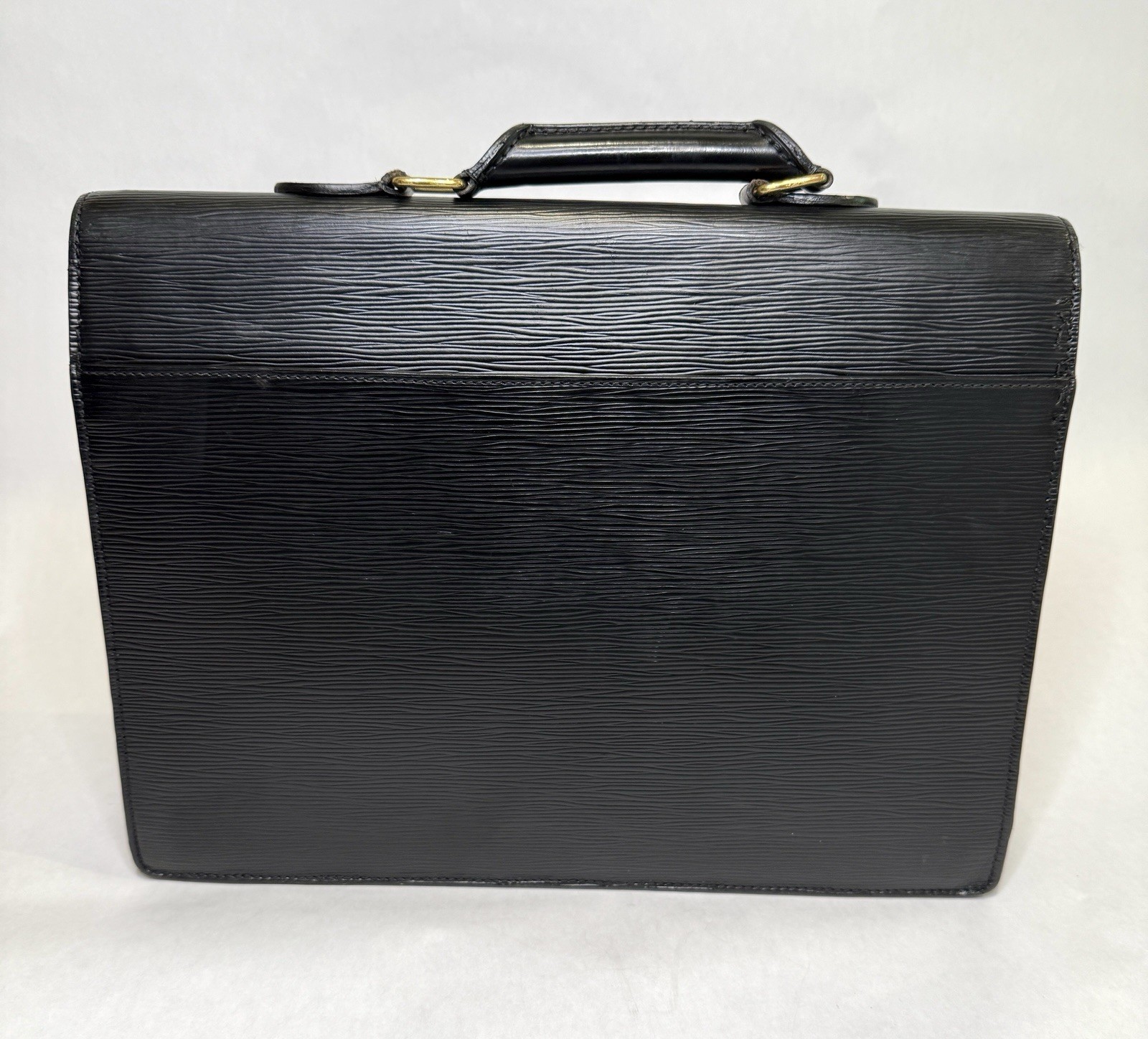 Louis Vuitton Black Men’s Briefcase Gold Hardware Push Lock