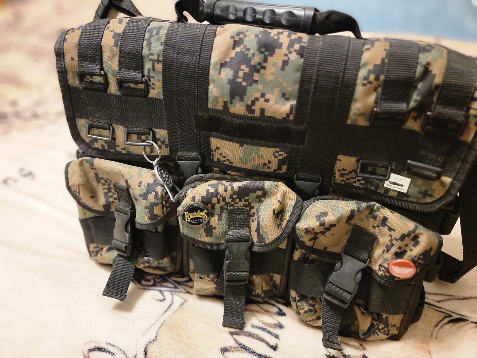 Military Style CODE ALPHA Messenger Bag With Goretex Pouches. Tough & Durable.