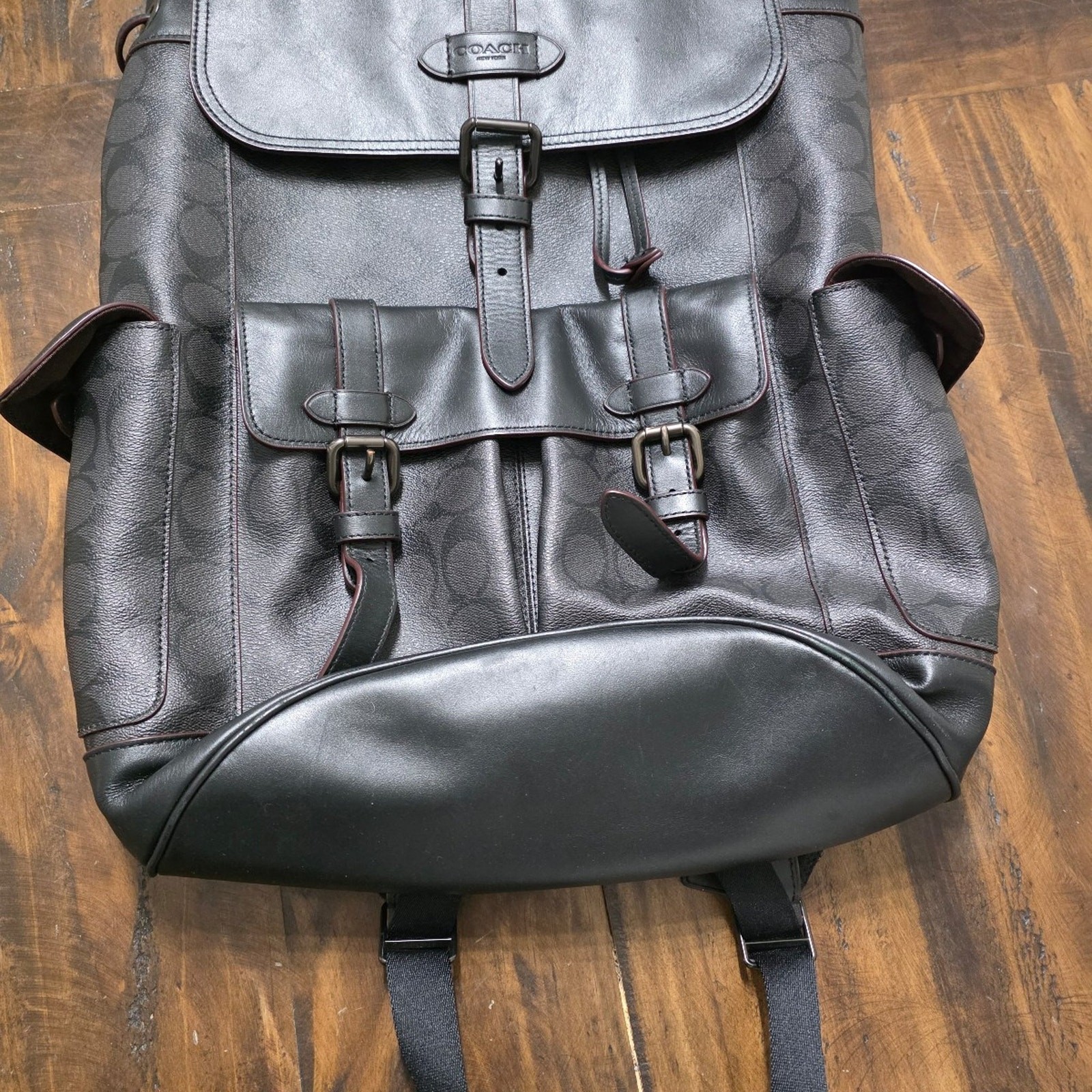 Coach Hudson Backpack Signature Canvas Black Charcoal F50044 Large Laptop Bag
