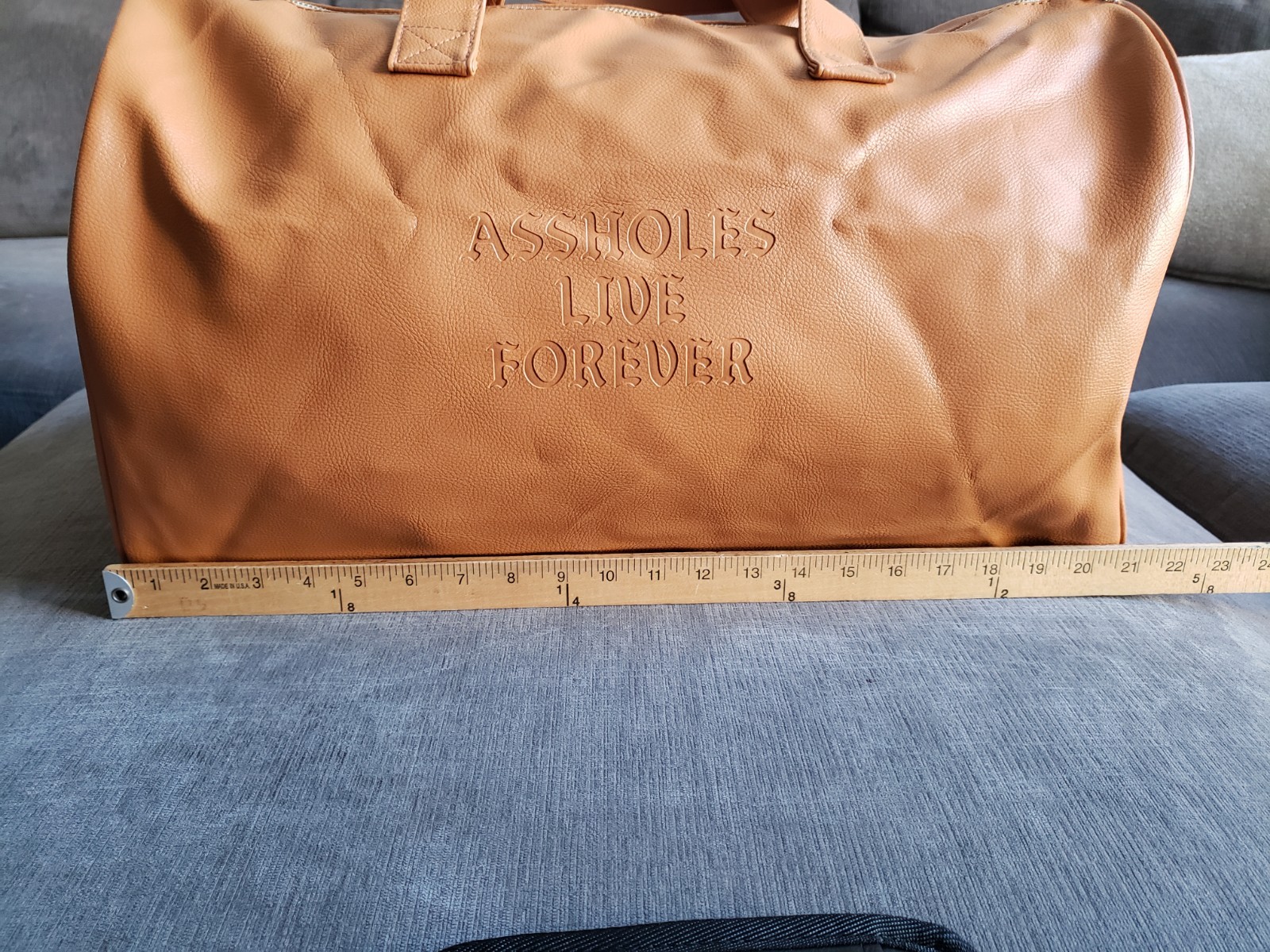 ASSHOLES*S LIVE FOREVER – Emotional Baggage Camel Tan Faux Leather BRAND NEW!