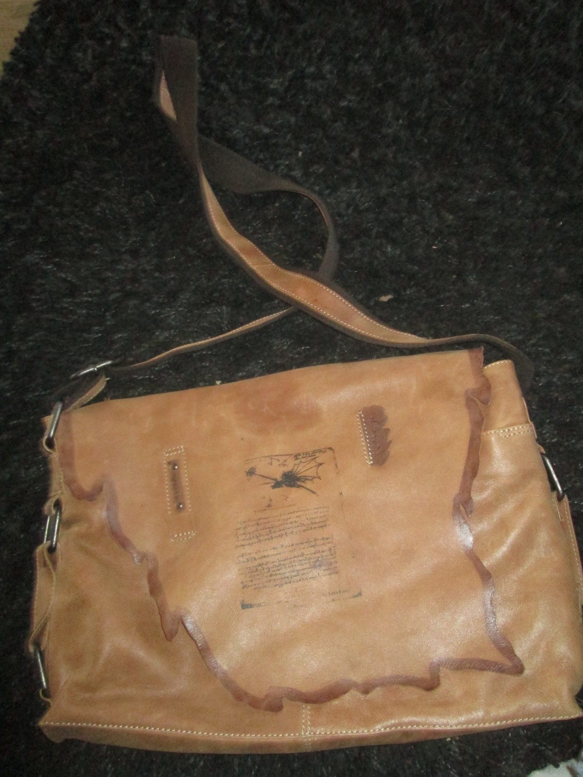 RARE VINTAGE LANDLEDER GERMANY DISTRESSED LEATHER MESSENGER BRIEFCASE BAG, LQQK!
