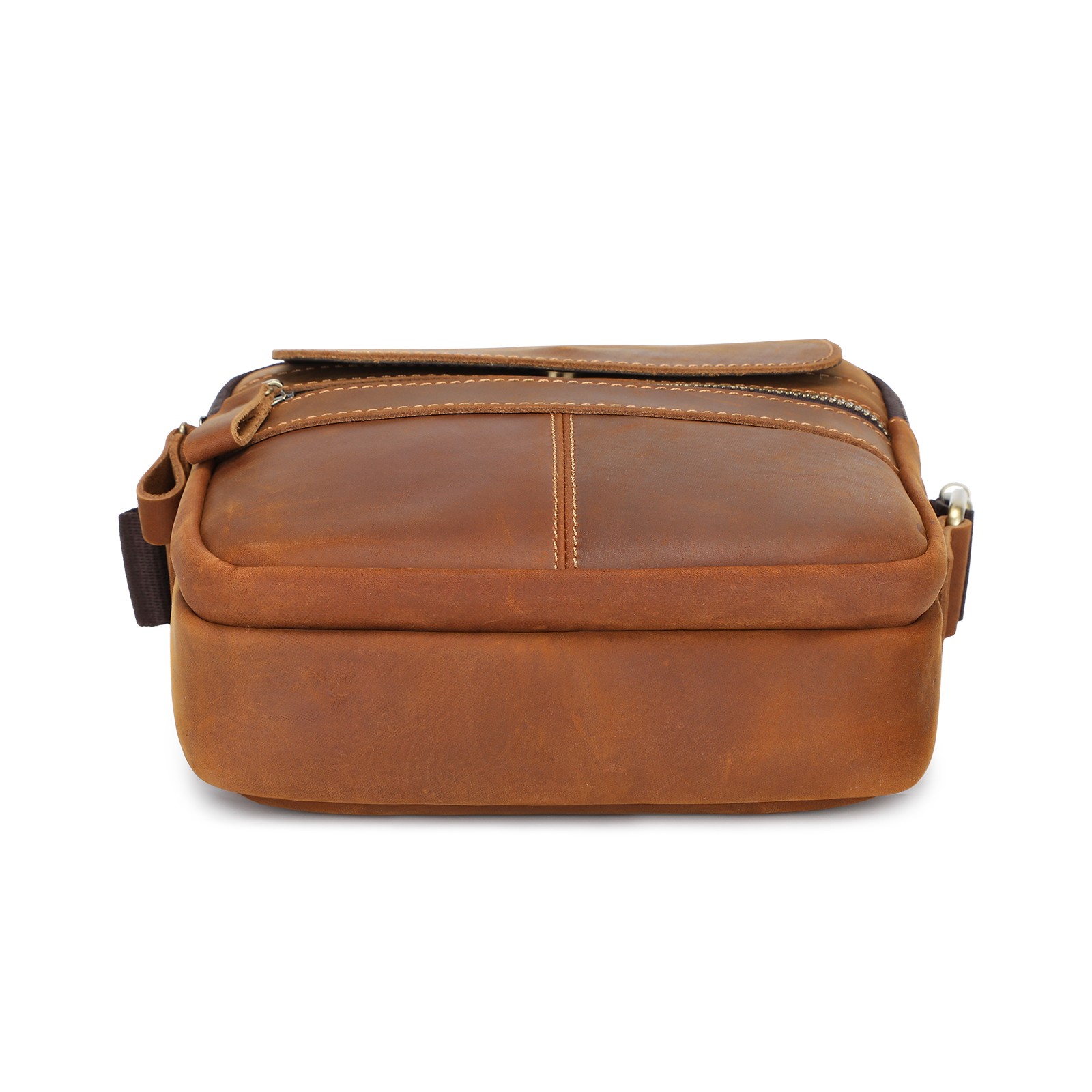 Men Genuine Leather Small Messenger Bag Crossbody Shoulder Bag Vintage Satchel