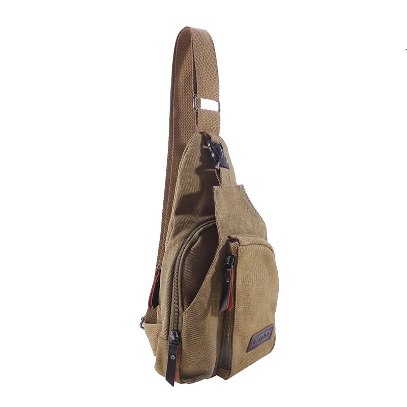 Men’s Vintage Canvas Sling Chest Bag Outdoor Shoulder Crossbody Pack