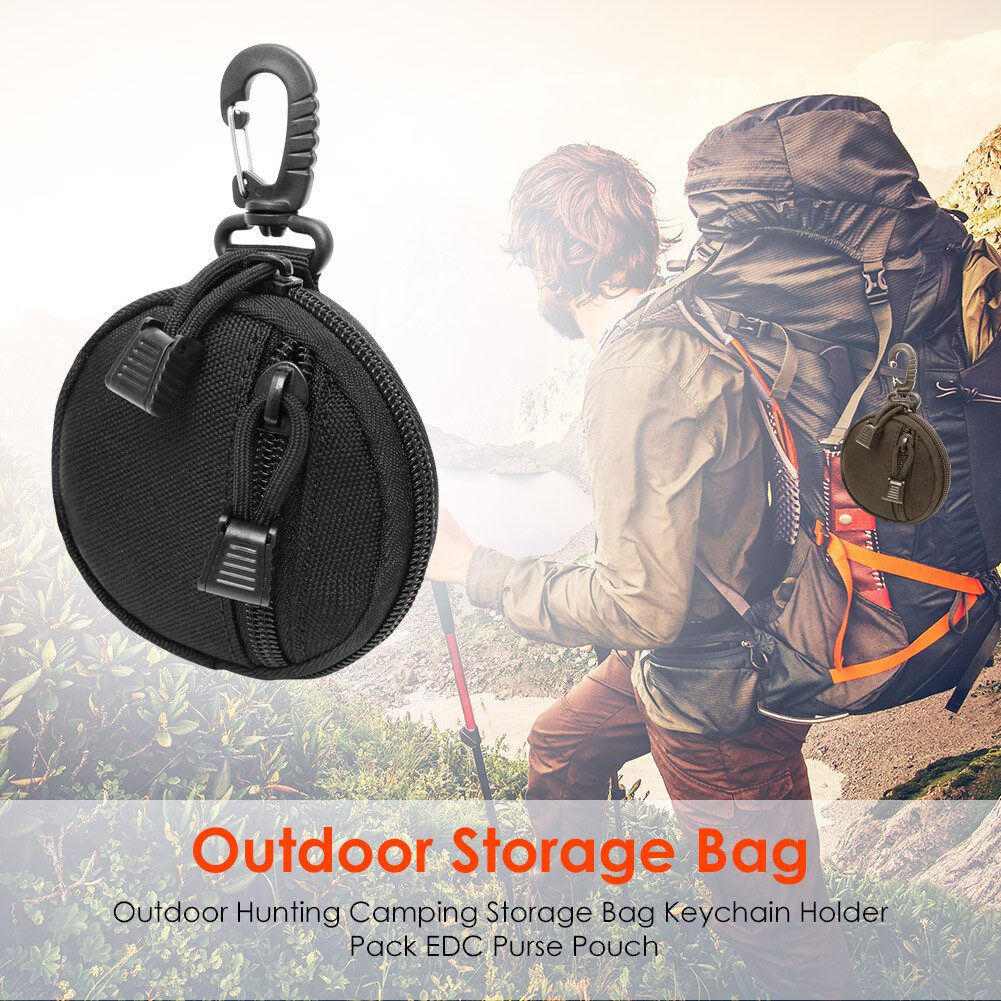 Tactical Molle Pouch Round Zipper Bag Case Coin Pouches Molle Accessories Pouch