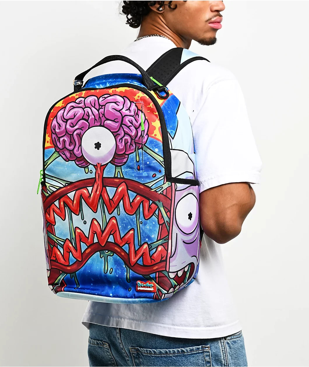 Sprayground Rick & Morty Brain Backpack🔥New Black Bookbag Large School Bag