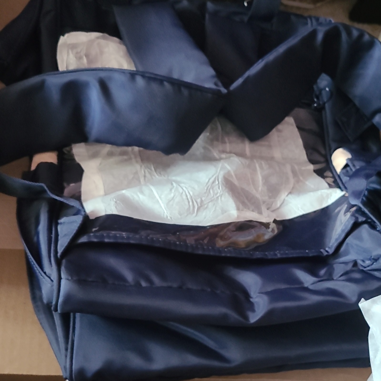LEUDIS Blue Large Duffel Bag Zip Closure, Adjustable Shoulder Strap, Pocket