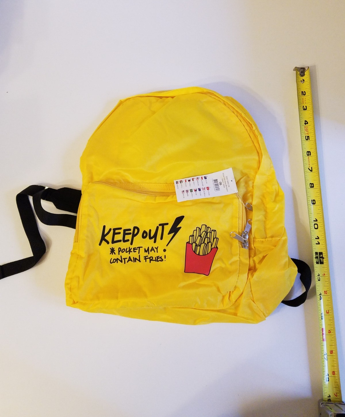 Cotton ON Yellow Mini Active Fold-away Packable Backpack with Graphic NWT