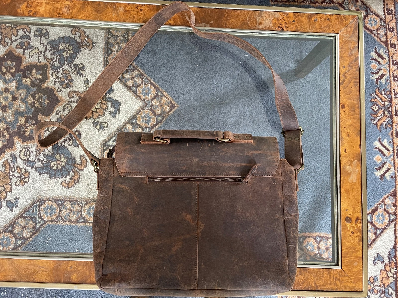 Moonster Handmade Full Grain Buffalo Leather Messenger Bag – 16″ Laptop Bag