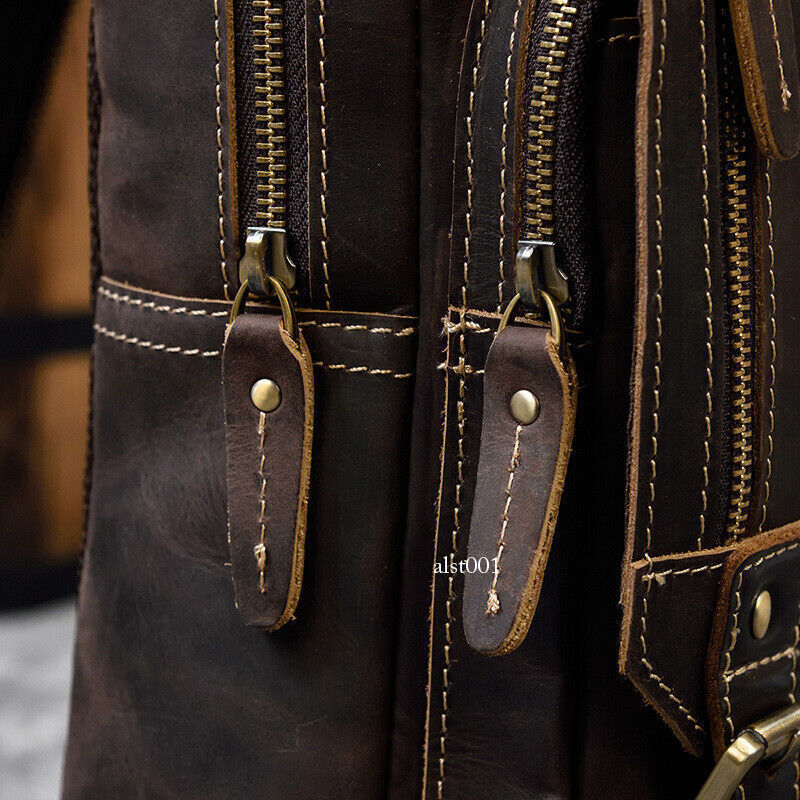 Vintage Men Crazy Horse Leather Backpack Sports Chest Bag Crossbody Bags Outdoor