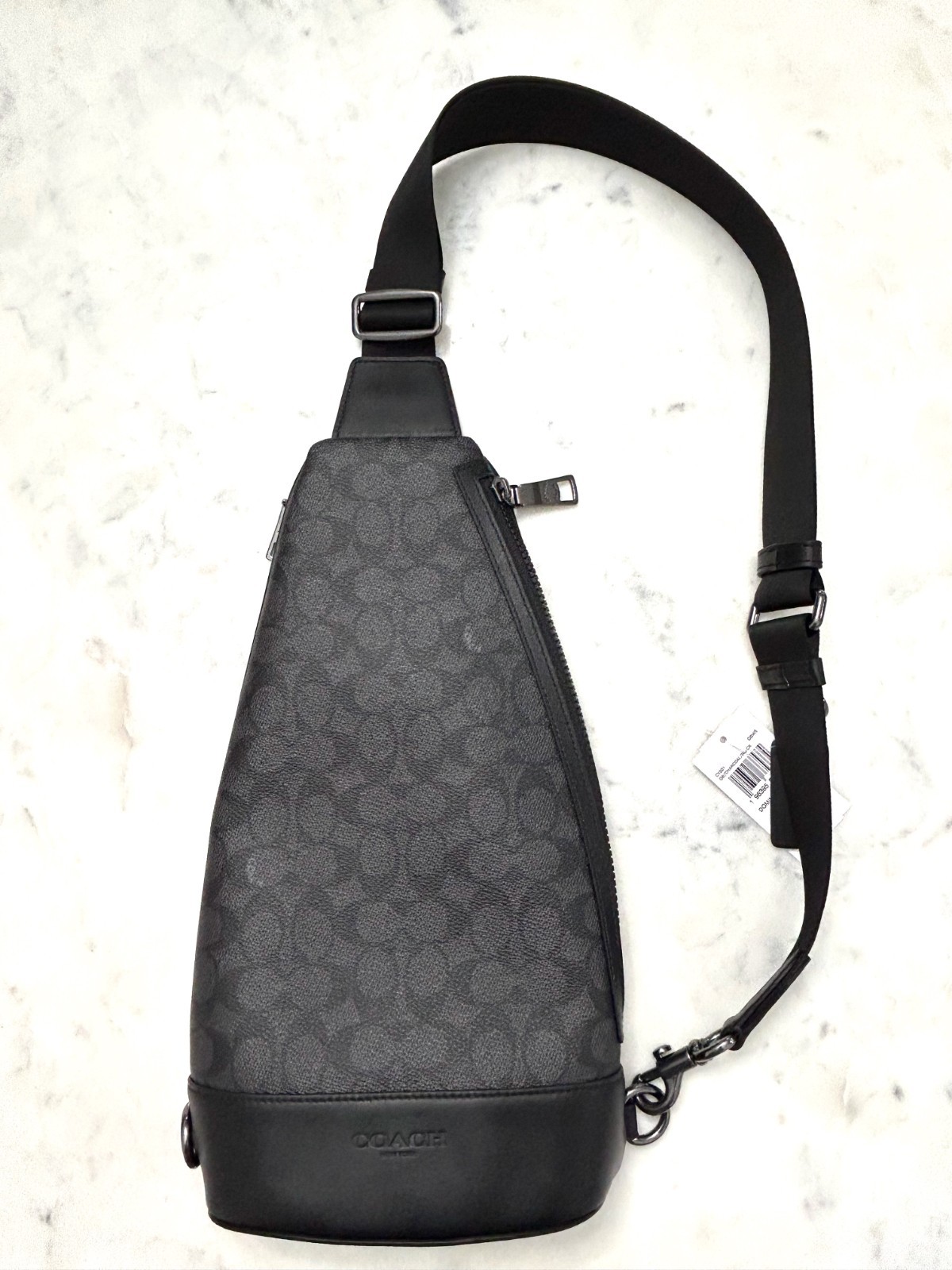 NWT Coach Dominic Sling Pack Signature Canvas Charcoal / Black / Gunmetal CY801