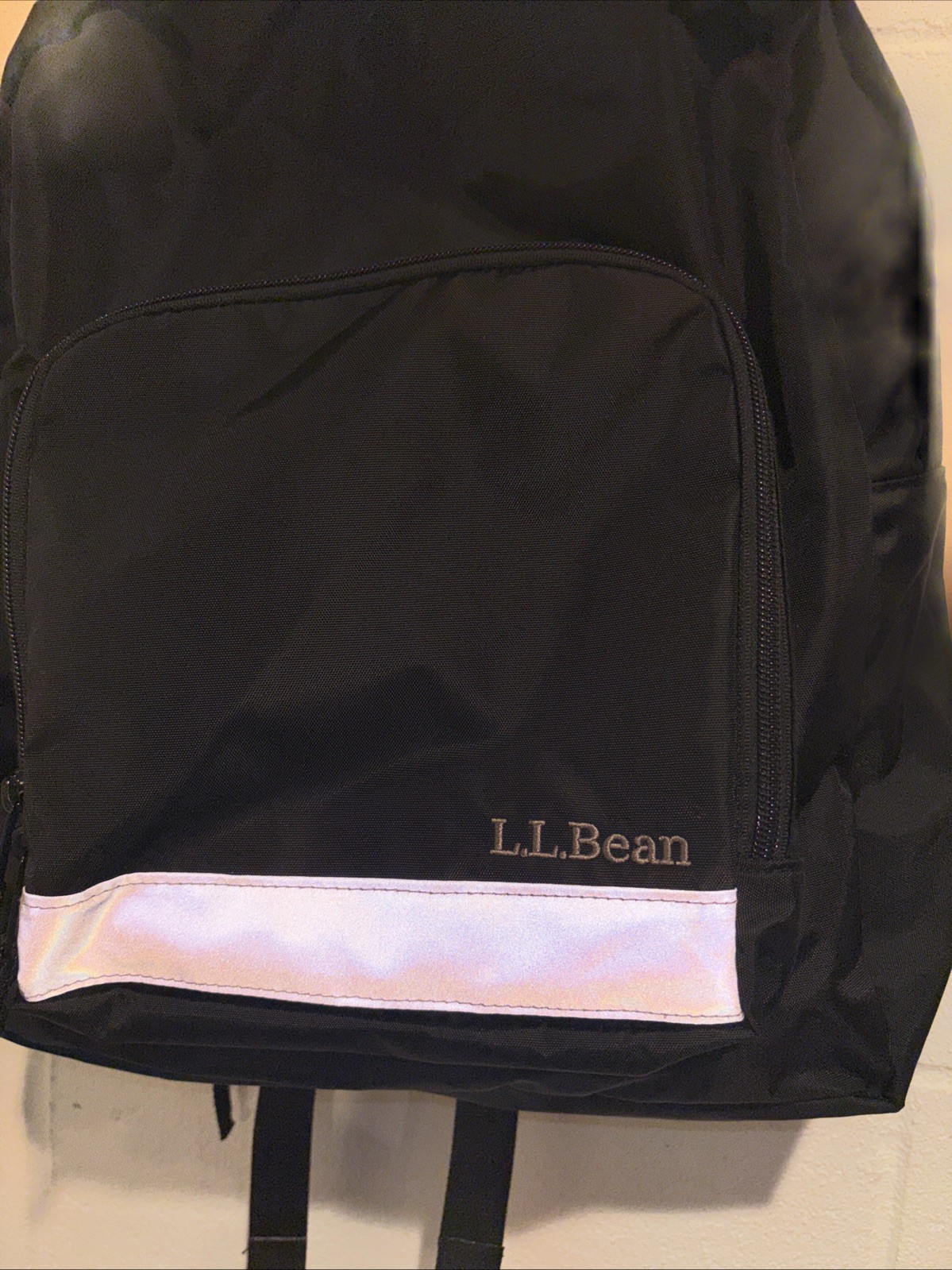 LL Bean Expandable Original Bookbag School Bag Black Reflective Backpack NWT