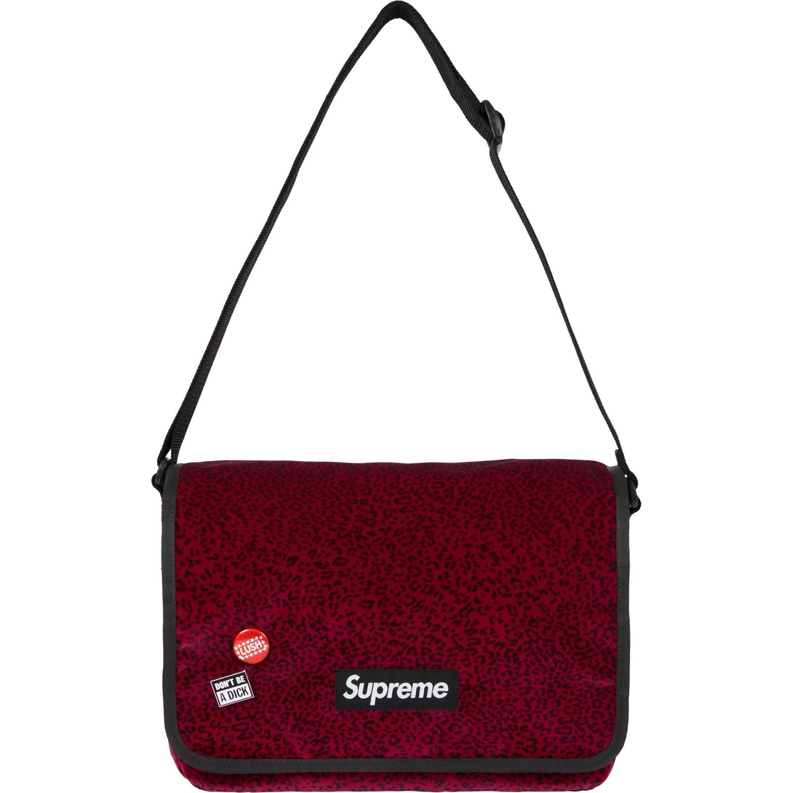 Supreme Velvet Small Messenger Bag Red Leopard FW25 Box Logo Pins Included NWT