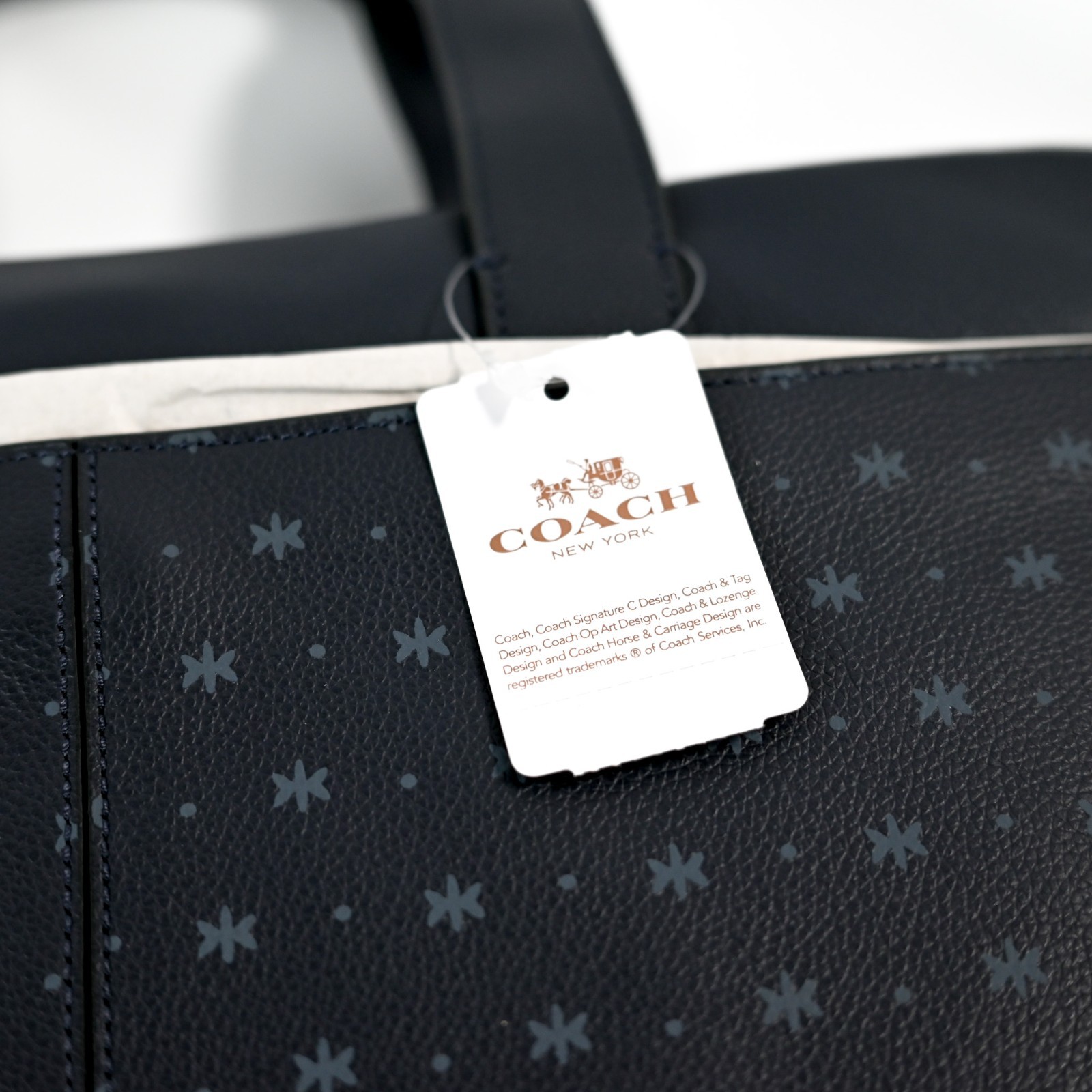 COACH Hamilton Leather Briefcase Bag Midnight Navy Blue Star Dot F59319 – NWT