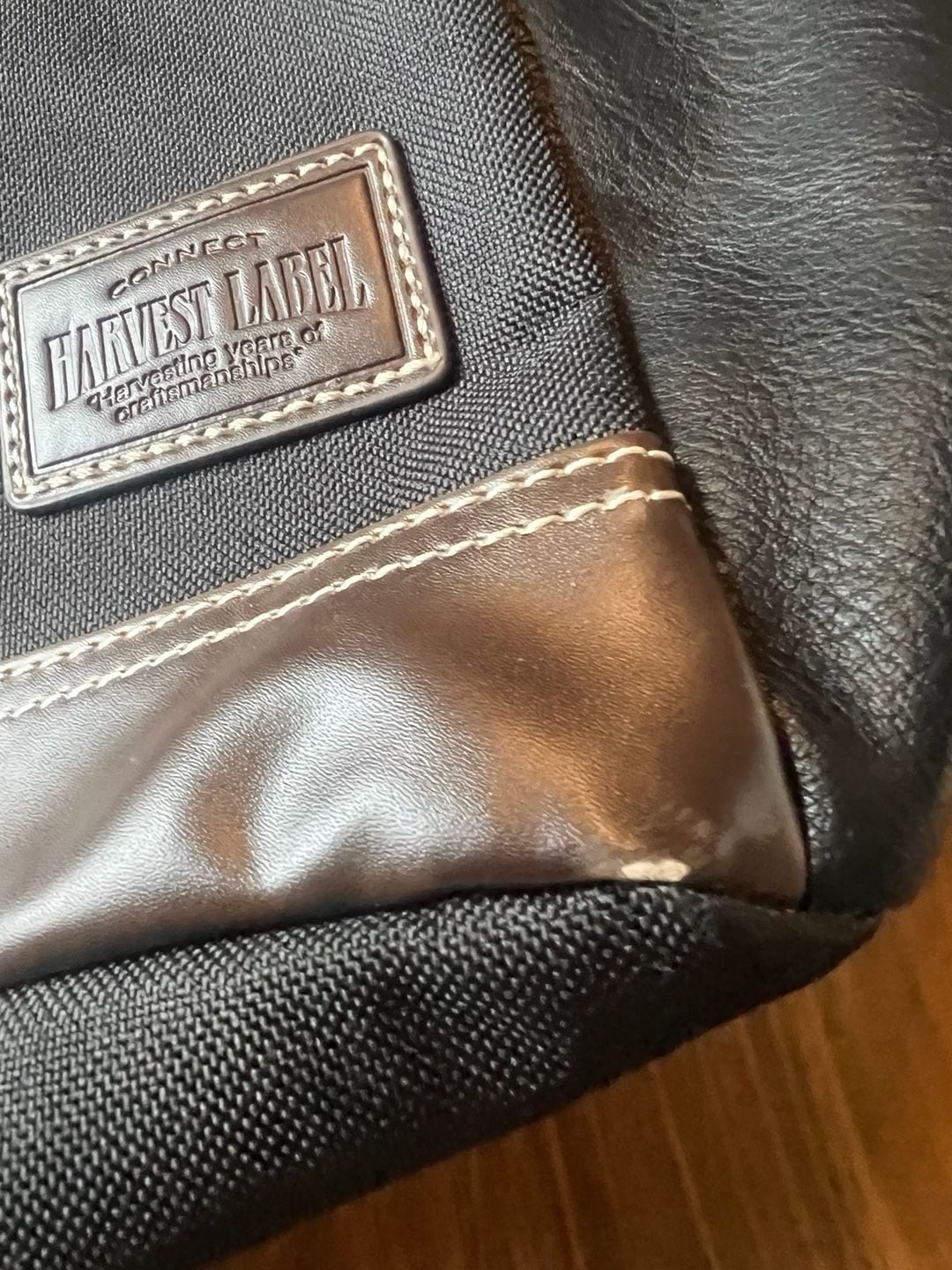 Harvest Label Connect Backpack Black and Brown Leather Trim