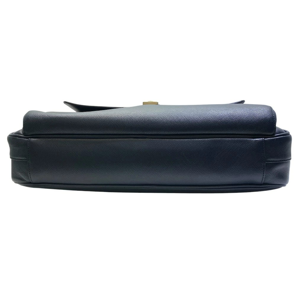 PRADA Business Bag Briefcase Triangle Logo Saffiano Leather Navy Silver