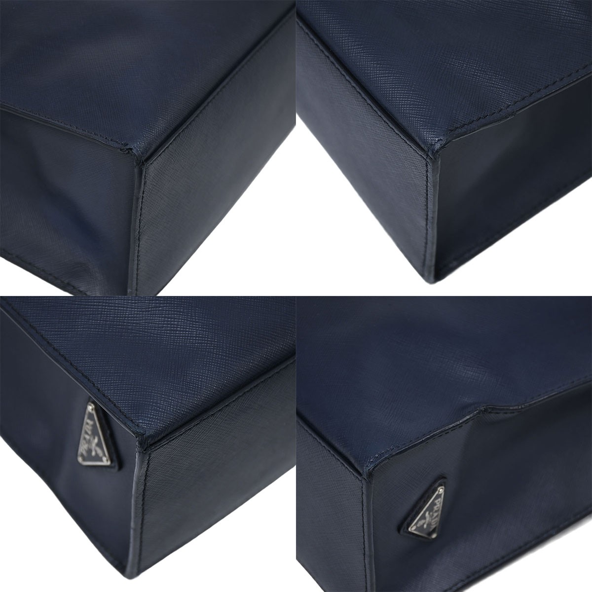 PRADA Triangle Logo Tote Bag Handbag Business Vertical Saffiano Leather
