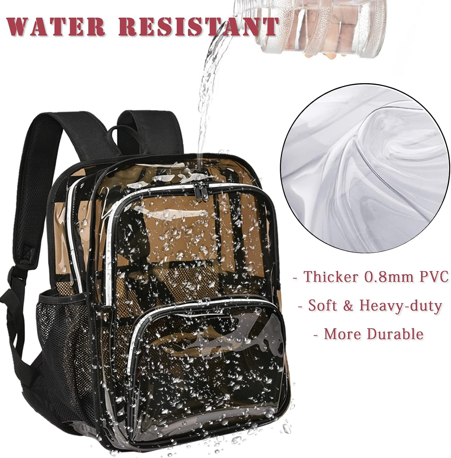 Clear Backpack, 15” Clear Backpacks for School Heavy Duty See through Bookbag A